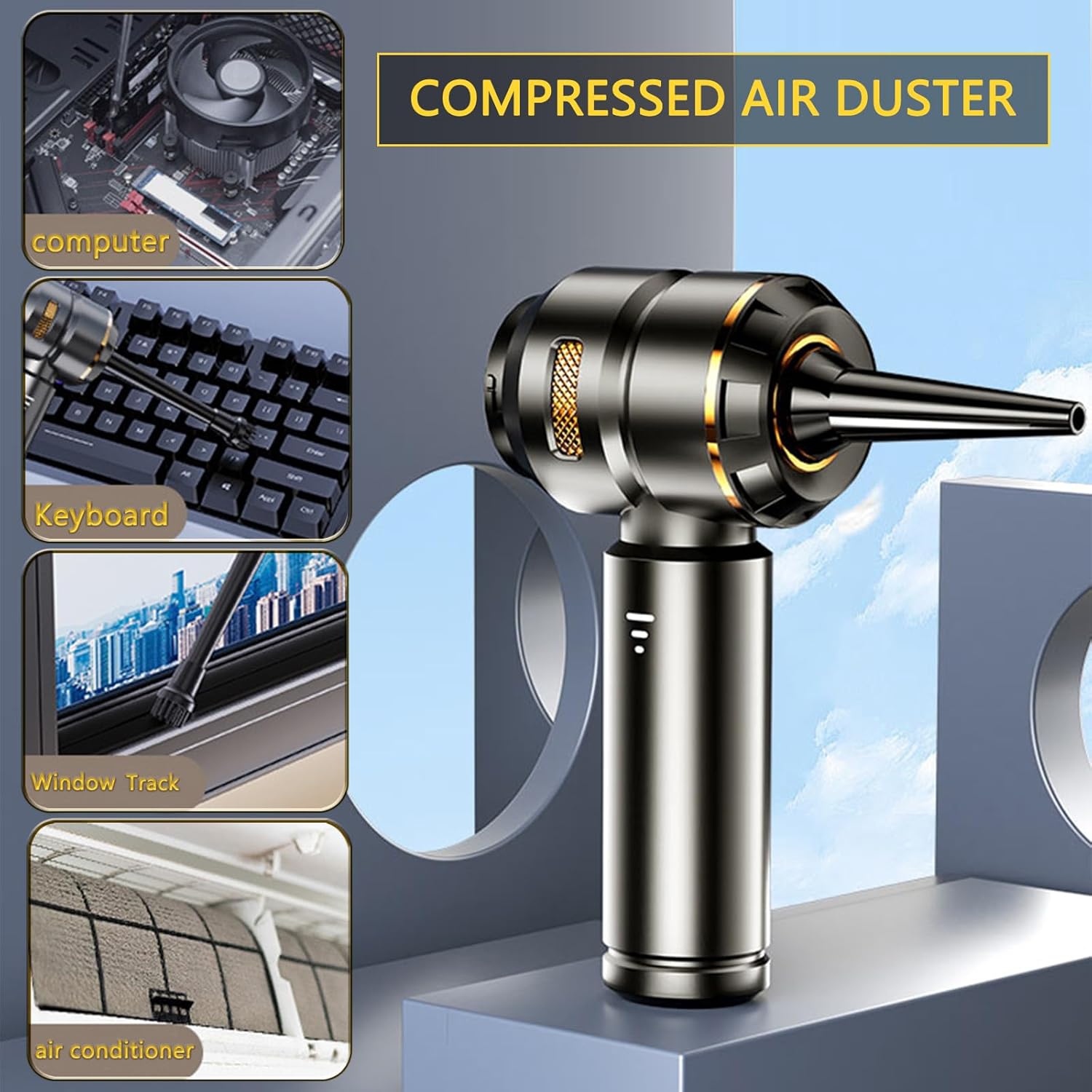 Suitu car wireless vacuum cleaner, suction, blowing, charging and extraction, small brushless, three-speed strong suction, power display, 6000mAh,