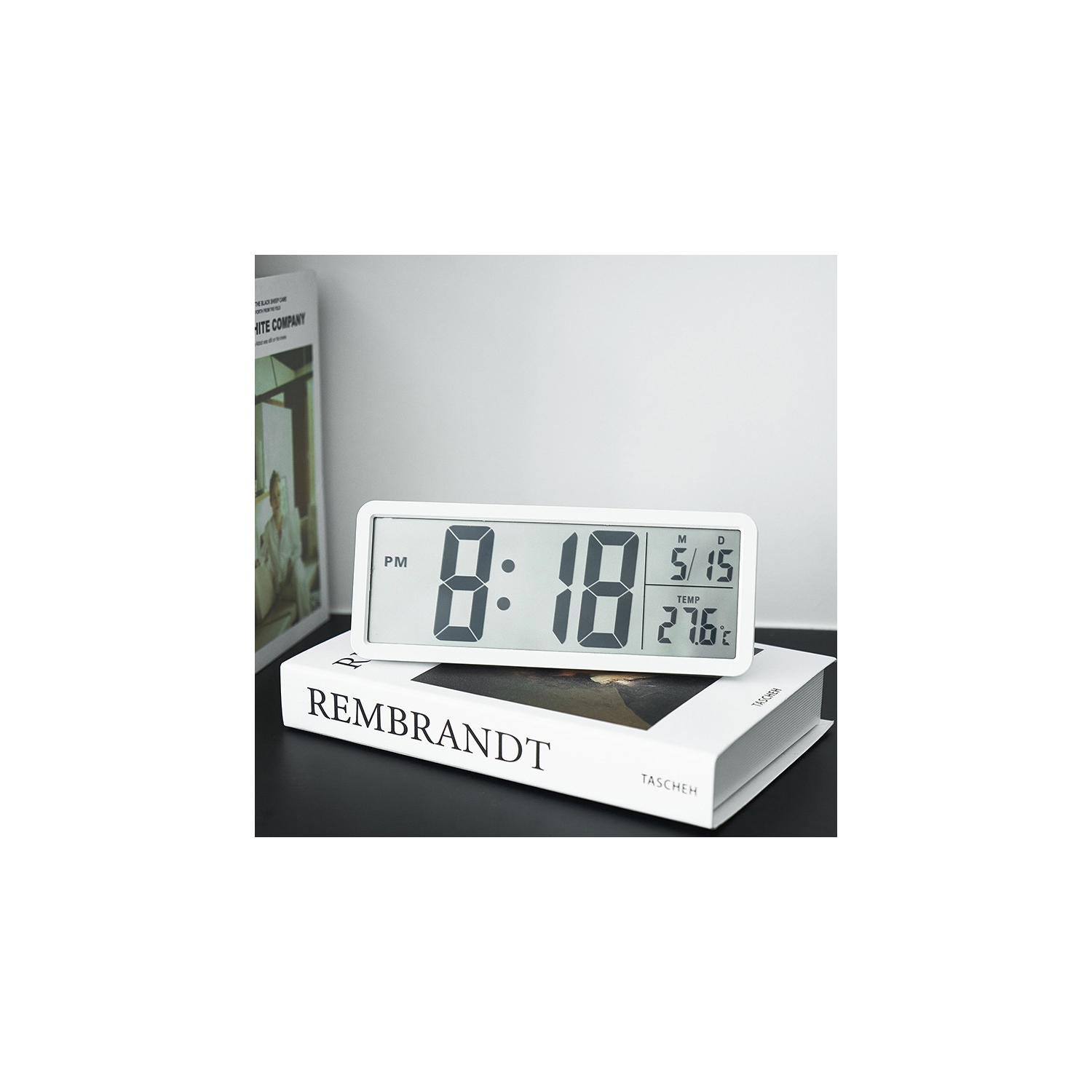 Horloge simple LCD, horloge murale de salon multifonction pour affichage de la température et de l'humidité, horloge murale numérique