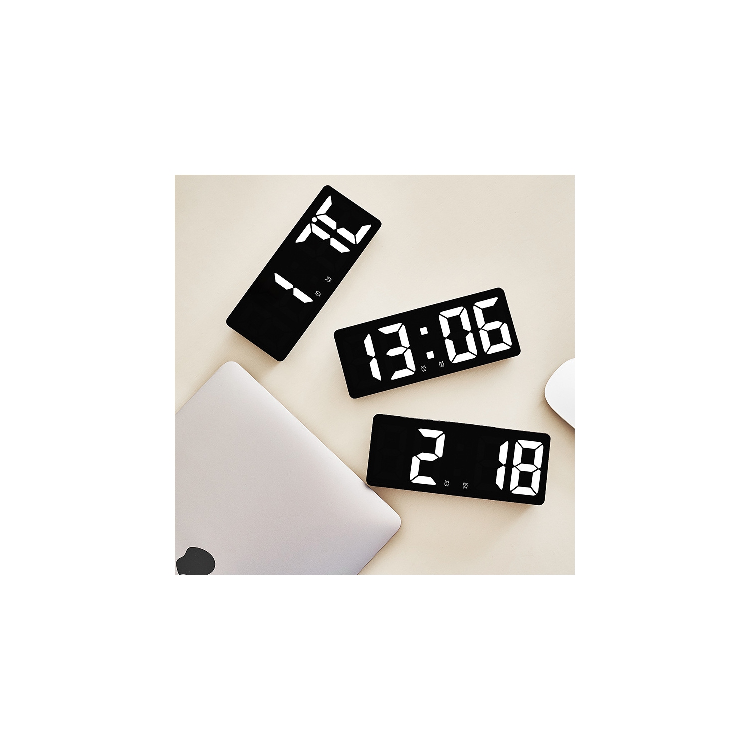 Nouveau réveille-matin multifonction LED, petit réveille-matin pour le dortoir étudiant, affichage de la date de température Plusieurs réveils, coque