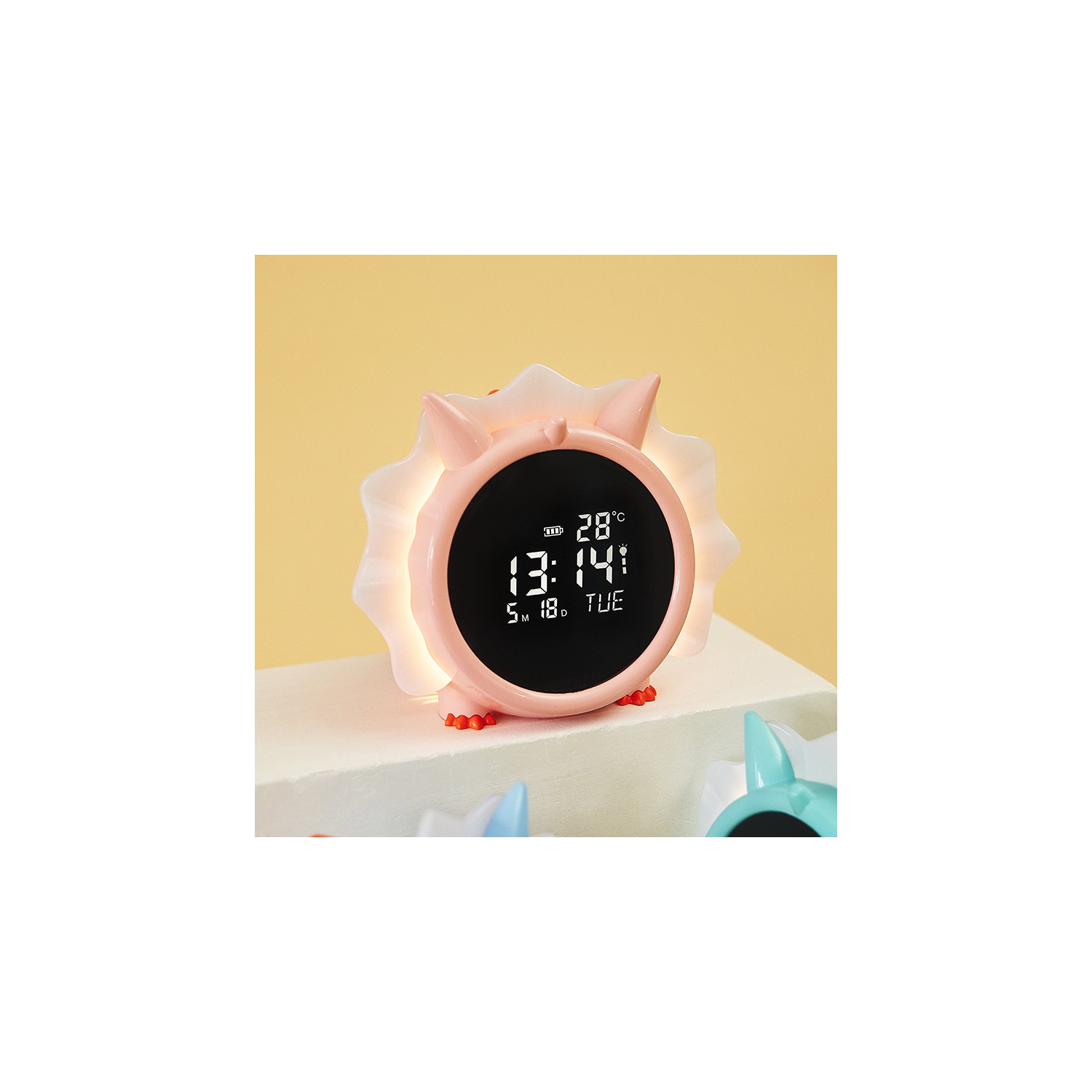 New LED clock, dinosaur electronic clock small alarm clock, student-specific gift clock, bedside electronic alarm clock luminous alarm clock, pink