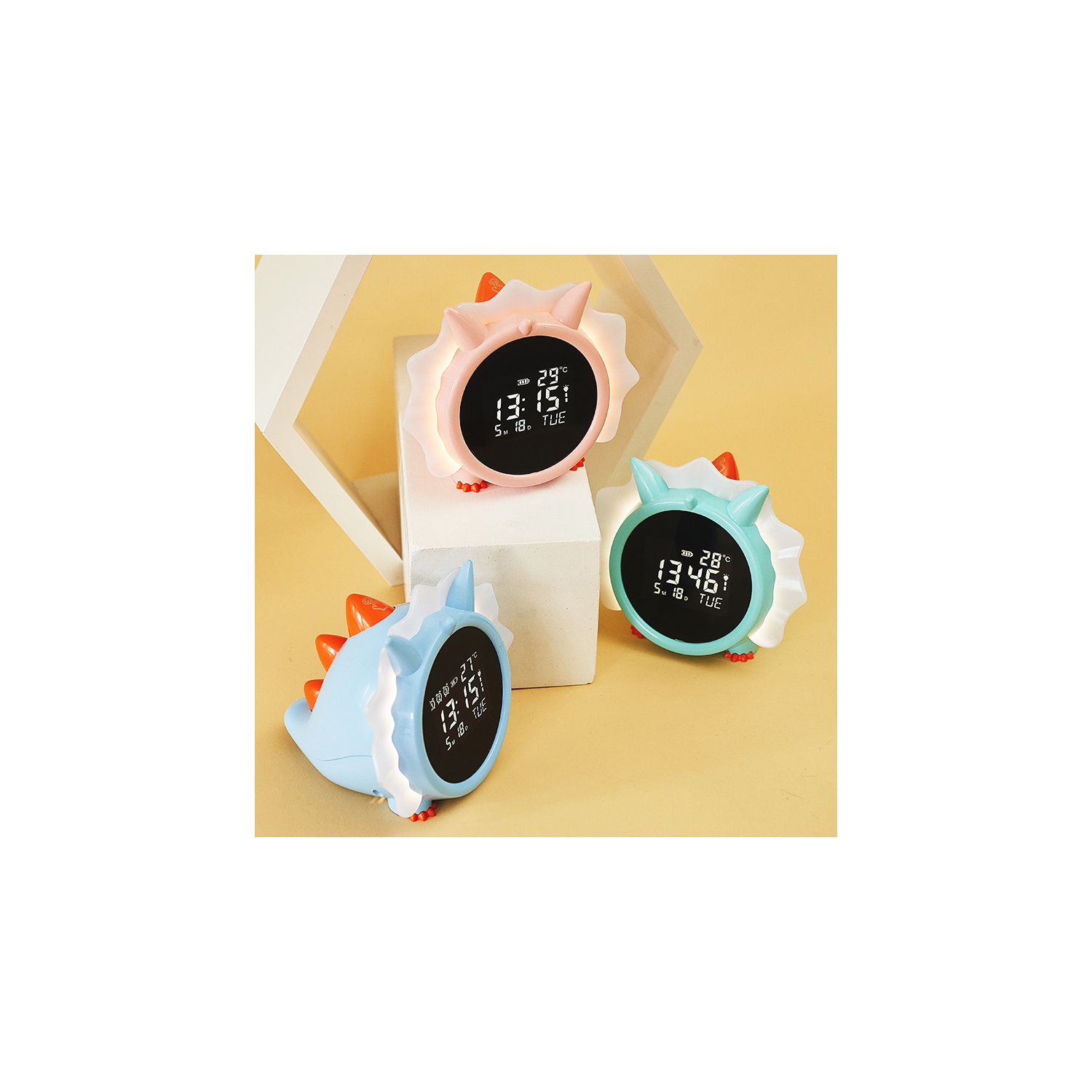 New LED clock, dinosaur electronic clock small alarm clock, student-specific gift clock, bedside electronic alarm clock luminous alarm clock, pink