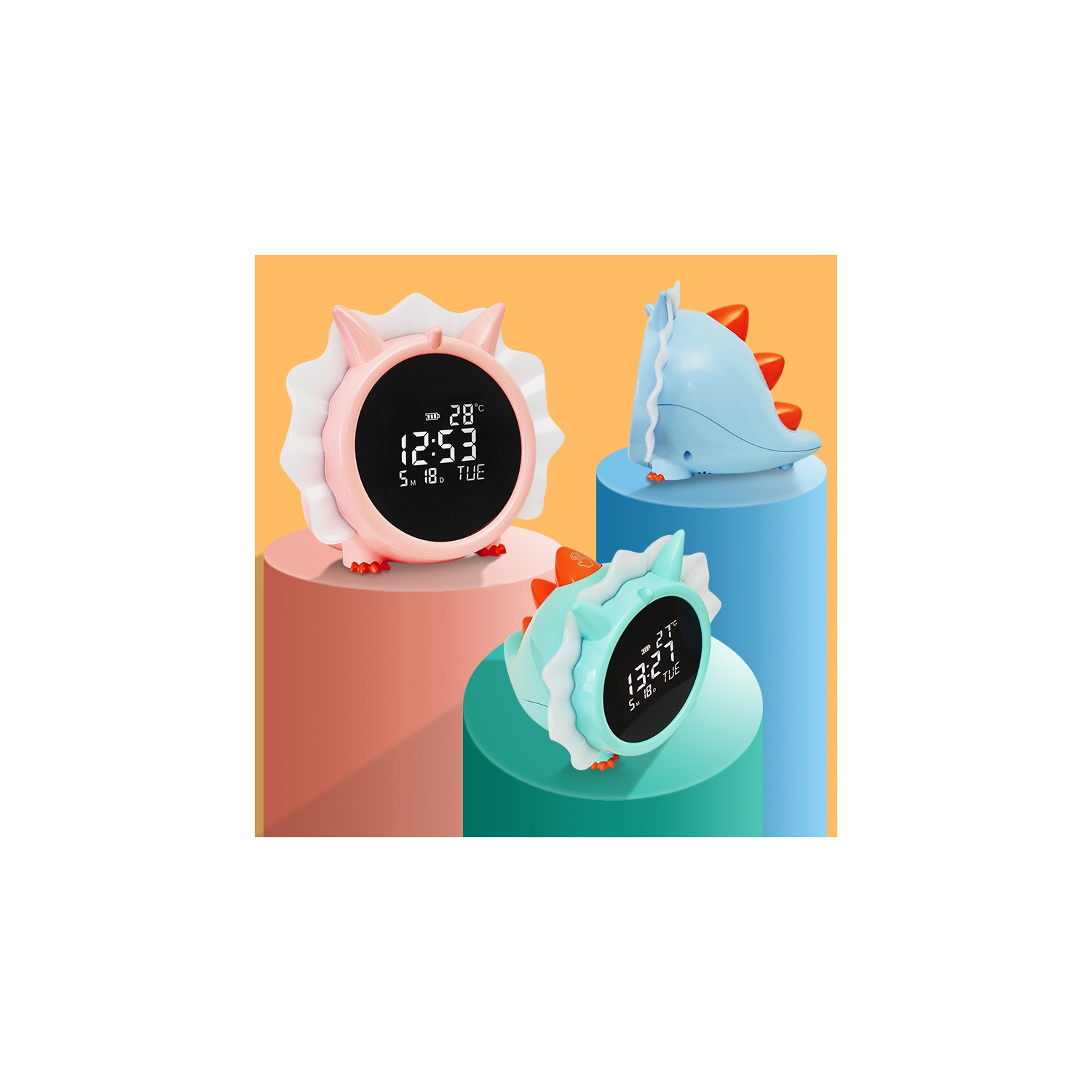 New LED clock, dinosaur electronic clock small alarm clock, student-specific gift clock, bedside electronic alarm clock luminous alarm clock, pink