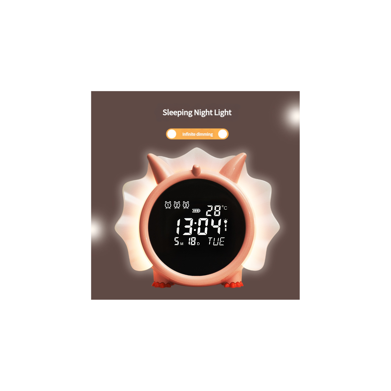 New LED clock, dinosaur electronic clock small alarm clock, student-specific gift clock, bedside electronic alarm clock luminous alarm clock, pink