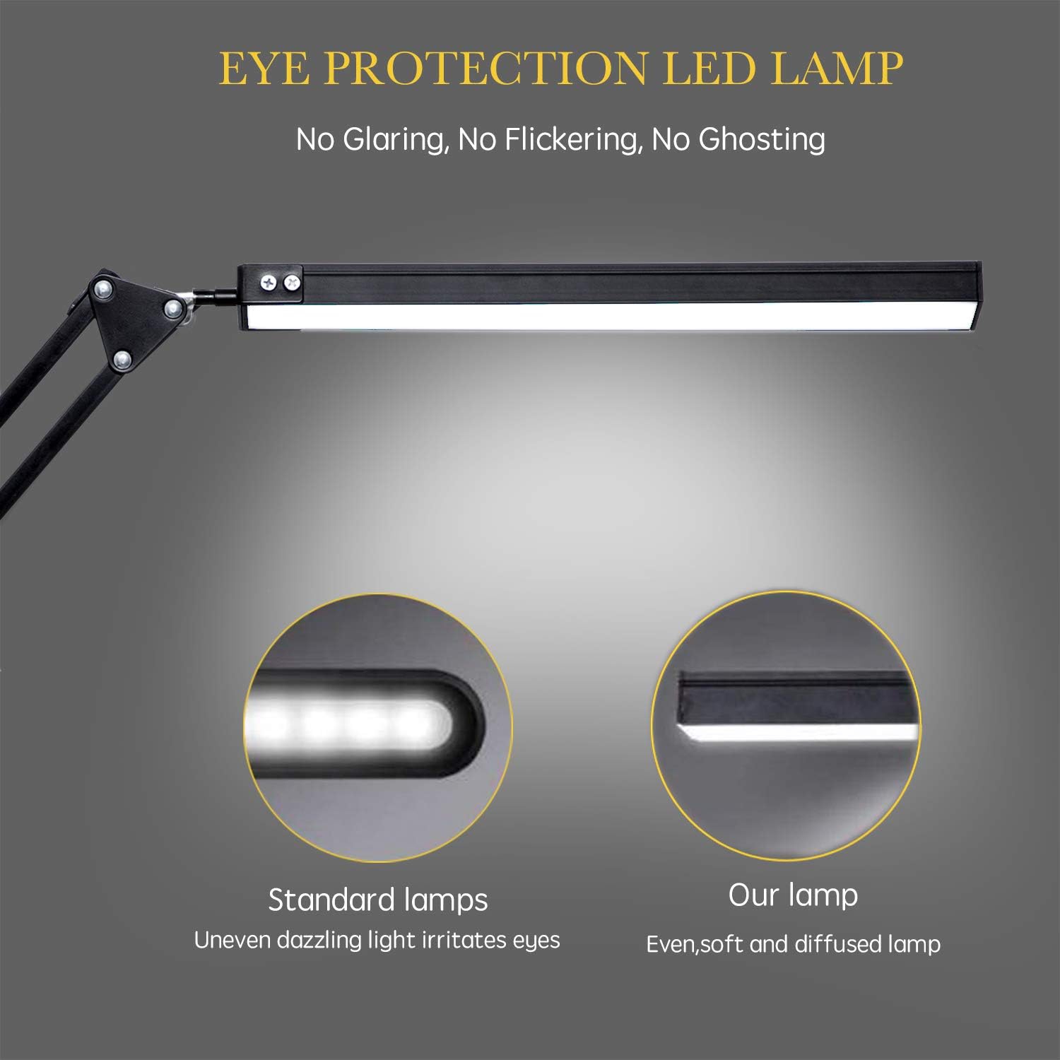 LED lampe de bureau à long bras de protection oculaire, USB portable, lampe de chevet pliante pour étude de lecture, lampe de bureau de protection