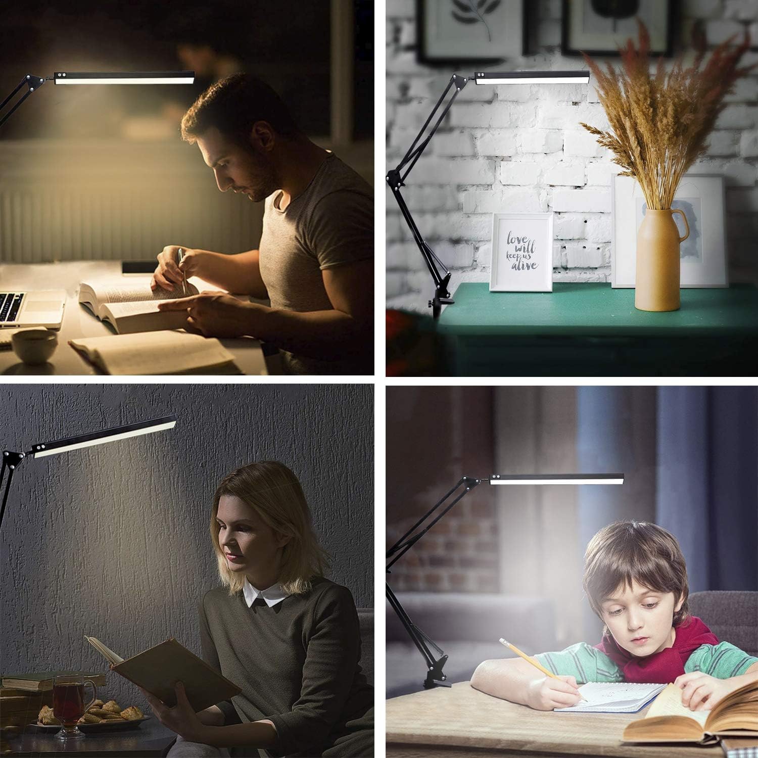 LED lampe de bureau à long bras de protection oculaire, USB portable, lampe de chevet pliante pour étude de lecture, lampe de bureau de protection