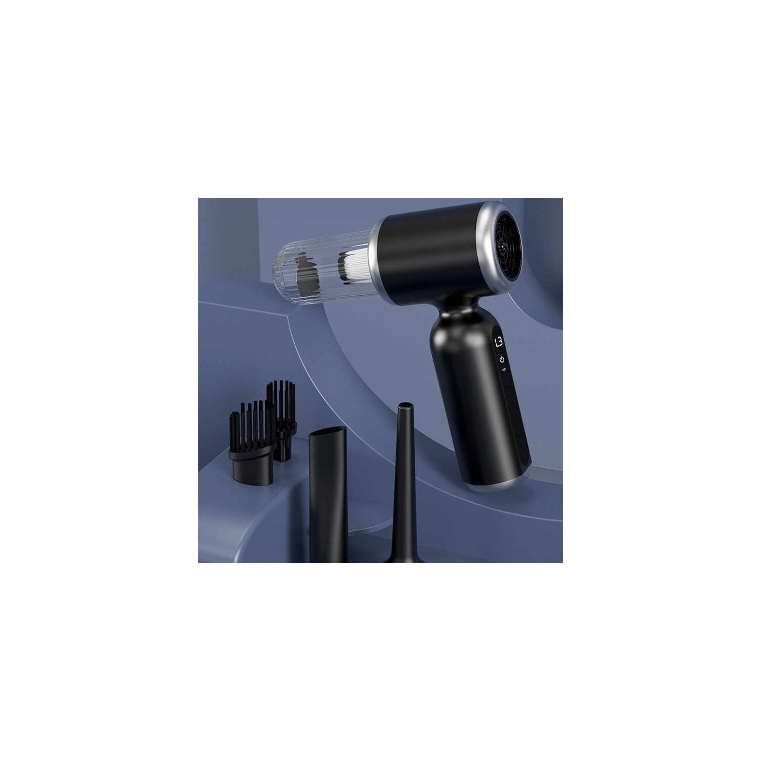 Car vacuum cleaner, household wireless portable car vacuum cleaner, suction and blowing in one, powerful air dust collector, 12V three-speed black,