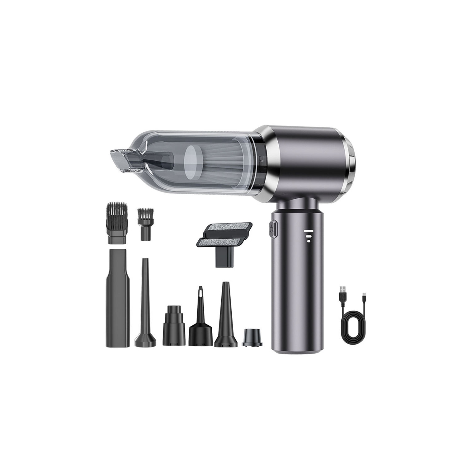 Car vacuum cleaner, brushless high power super three-speed adjustment, power display handheld blowing and suction, home and car dual use, gun Black,