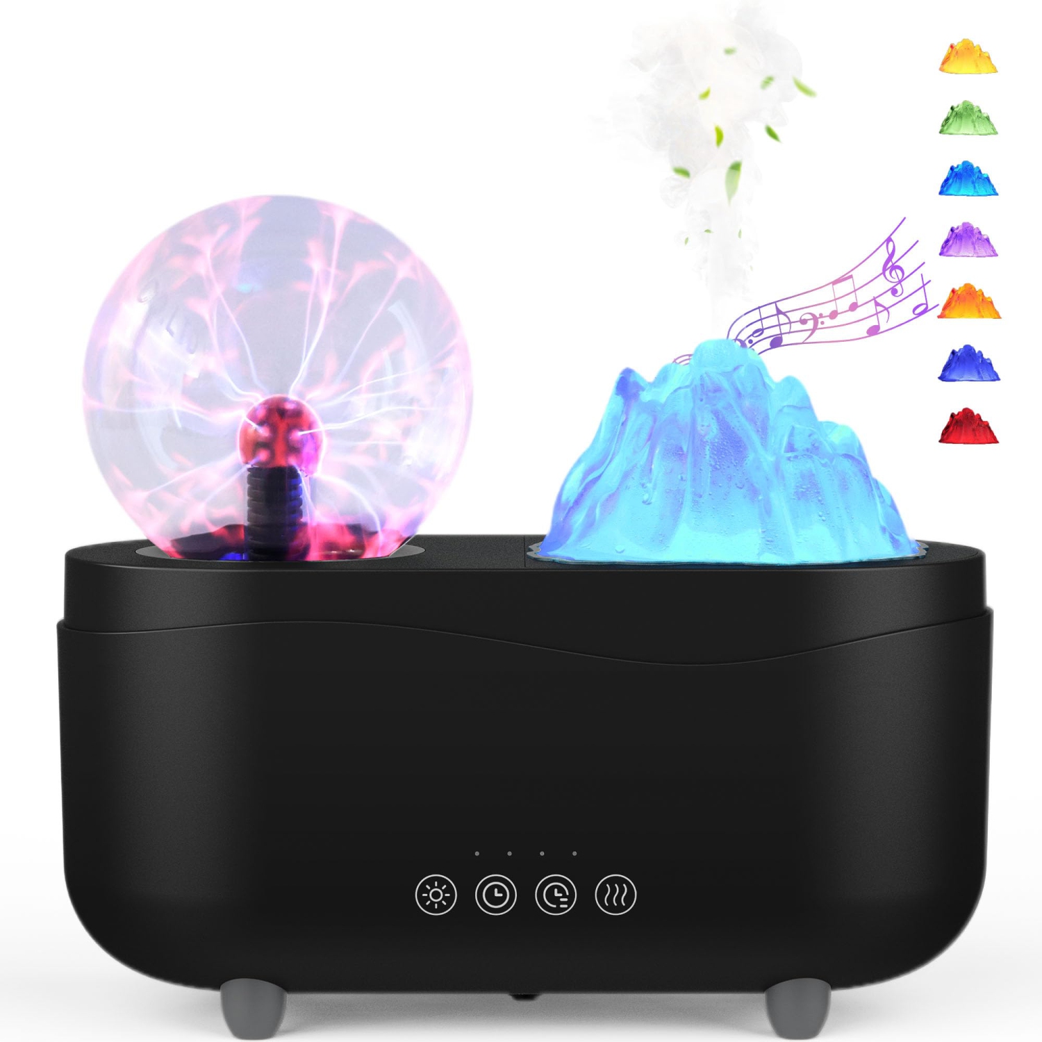 Diffuseur d'huile essentielle, diffuseur d'aromathérapie pour chambre à coucher avec haut-parleur Bluetooth sans fil, lumière LED 7 couleurs et plasma