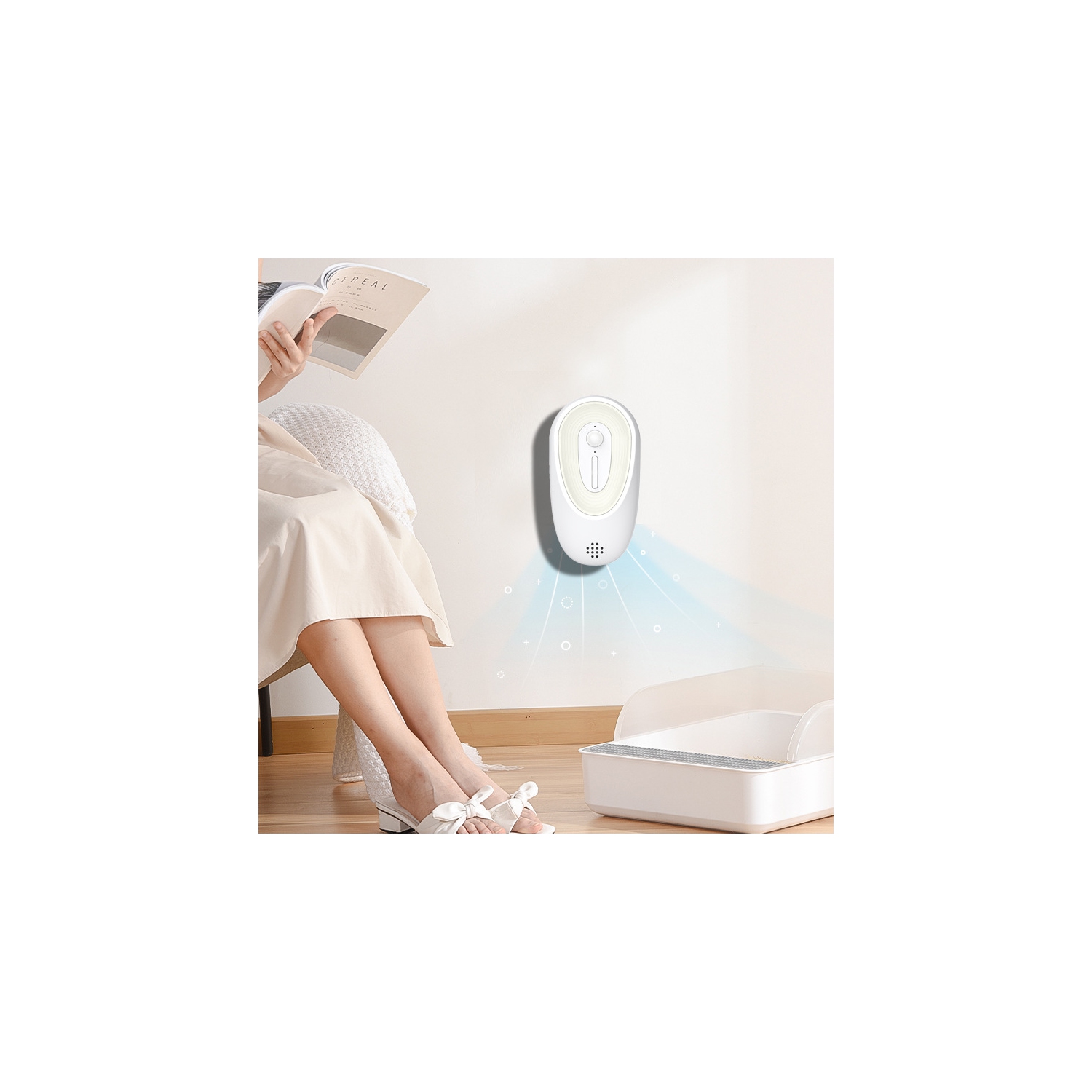 Litter Box Deodorizer Pet Room Air Purifier with LED Lights Smart Sensor Smell Remover Bathroom Automatic Pet Odor