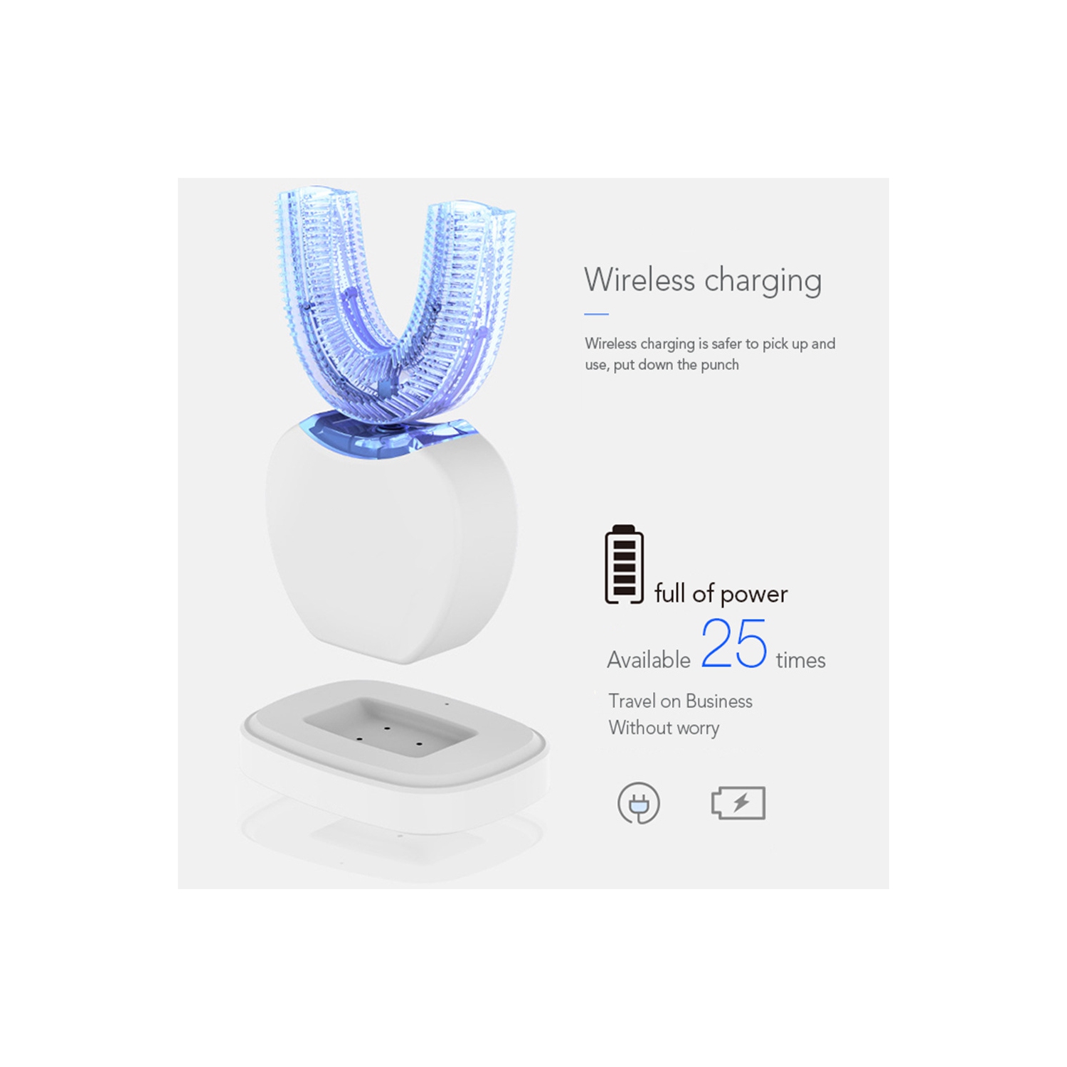 Brosse à dents ultrasonique en forme de U Nettoyant ultrasonique pour dents blanchissant les dents Nettoyant la bouche Brosse à dents électrique