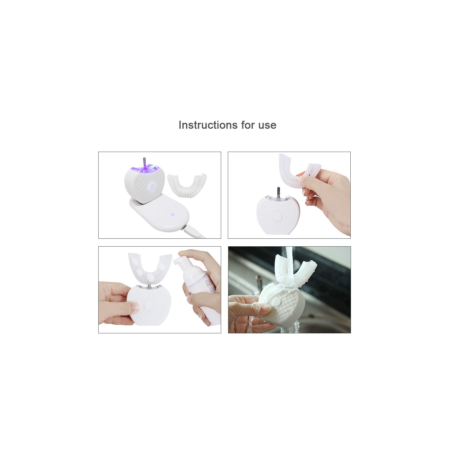 Brosse à dents ultrasonique en forme de U Nettoyant ultrasonique pour dents blanchissant les dents Nettoyant la bouche Brosse à dents électrique