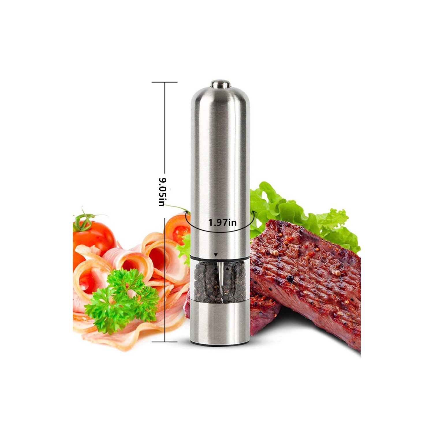 Pepper Grinder Stainless Steel Salt Pepper Electric Grinder Adjustable Coarseness Black Pepper Mixer