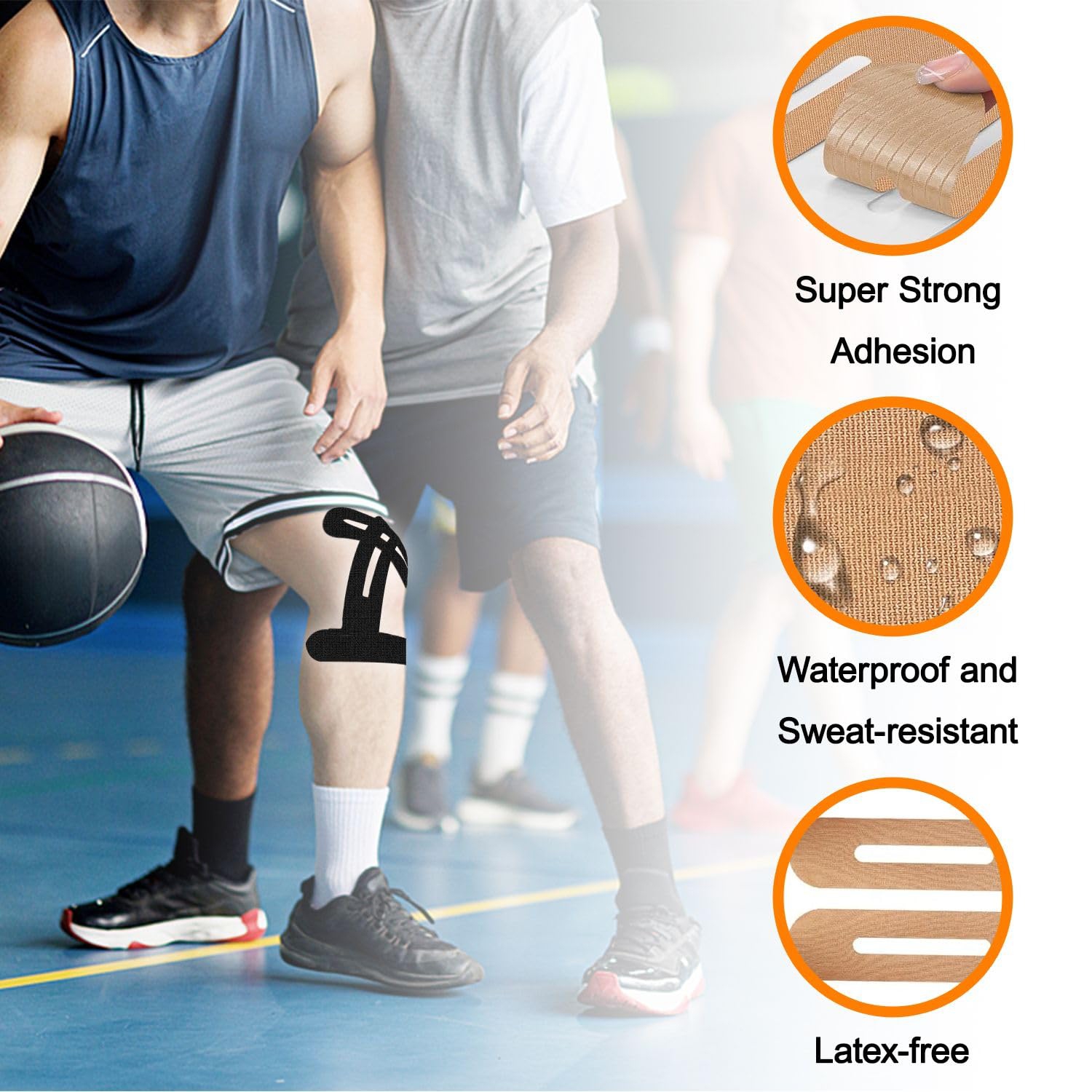 Precut Kinesiology Tape for Knees, 15PCS Waterproof & Elastic Knee Tape for Knee Pain Relief