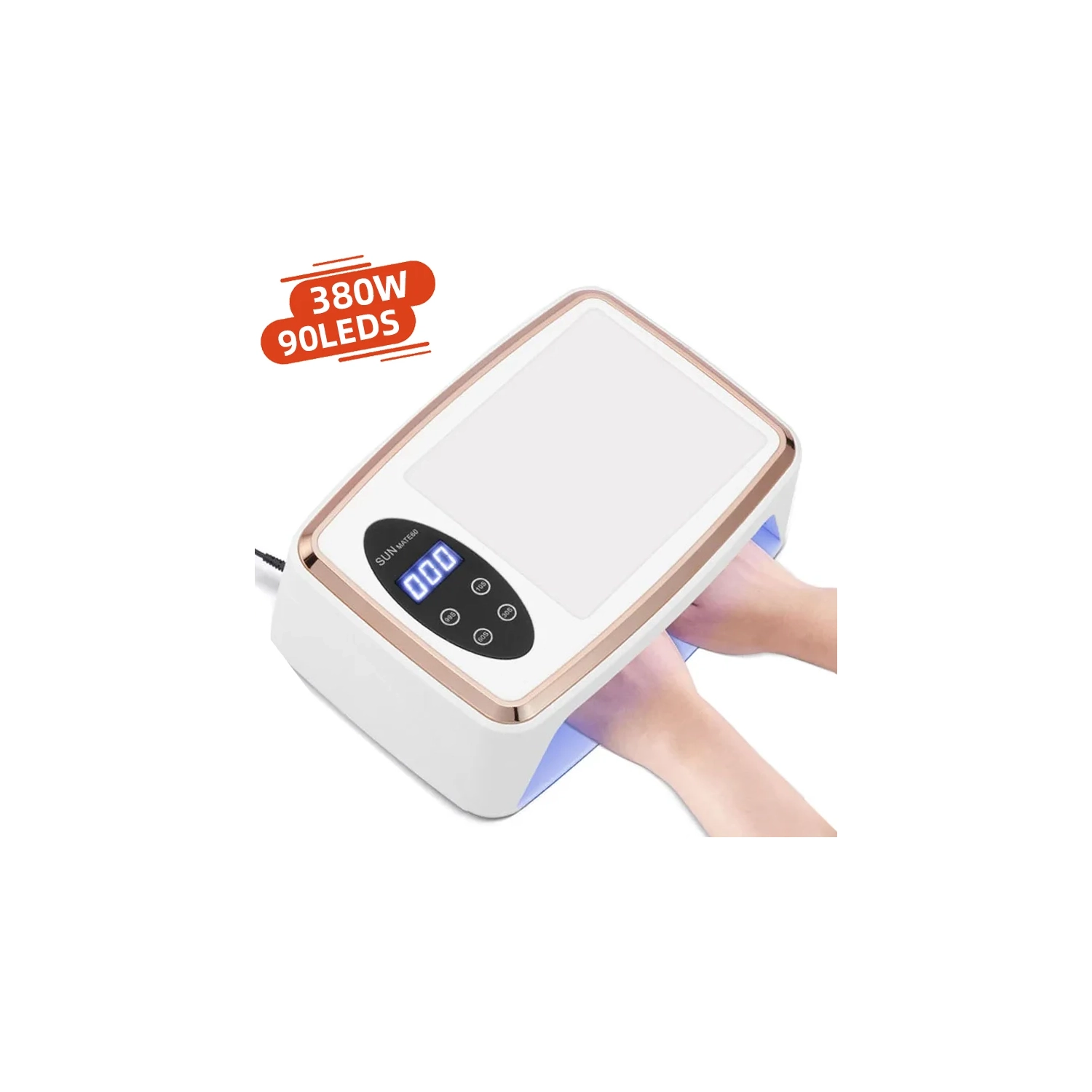 Lampe UV LED 90MDS pour manucure à ongles 380&nbsp;W Professional Gel Polish Lampes de séchage avec oreiller à main Usure sèche-ongles haute puissance