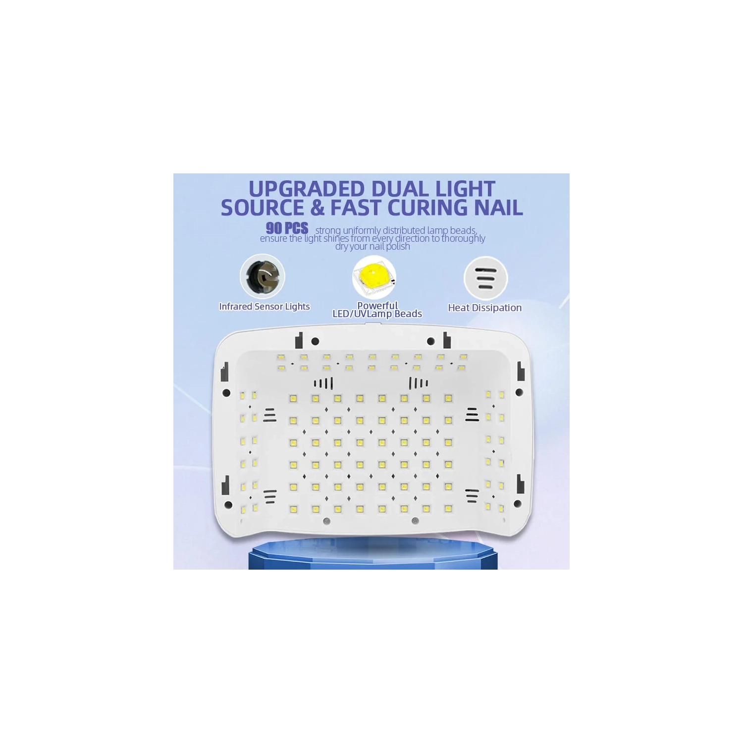 Lampe UV LED 90MDS pour manucure à ongles 380&nbsp;W Professional Gel Polish Lampes de séchage avec oreiller à main Usure sèche-ongles haute puissance