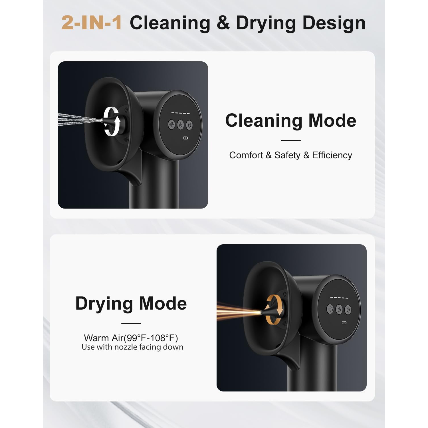 Trousse de nettoyage de cire d'oreille, nettoyeur d'oreilles électrique portatif et séchoir d'oreilles, 5 modes pour utilisation en voyage et à la