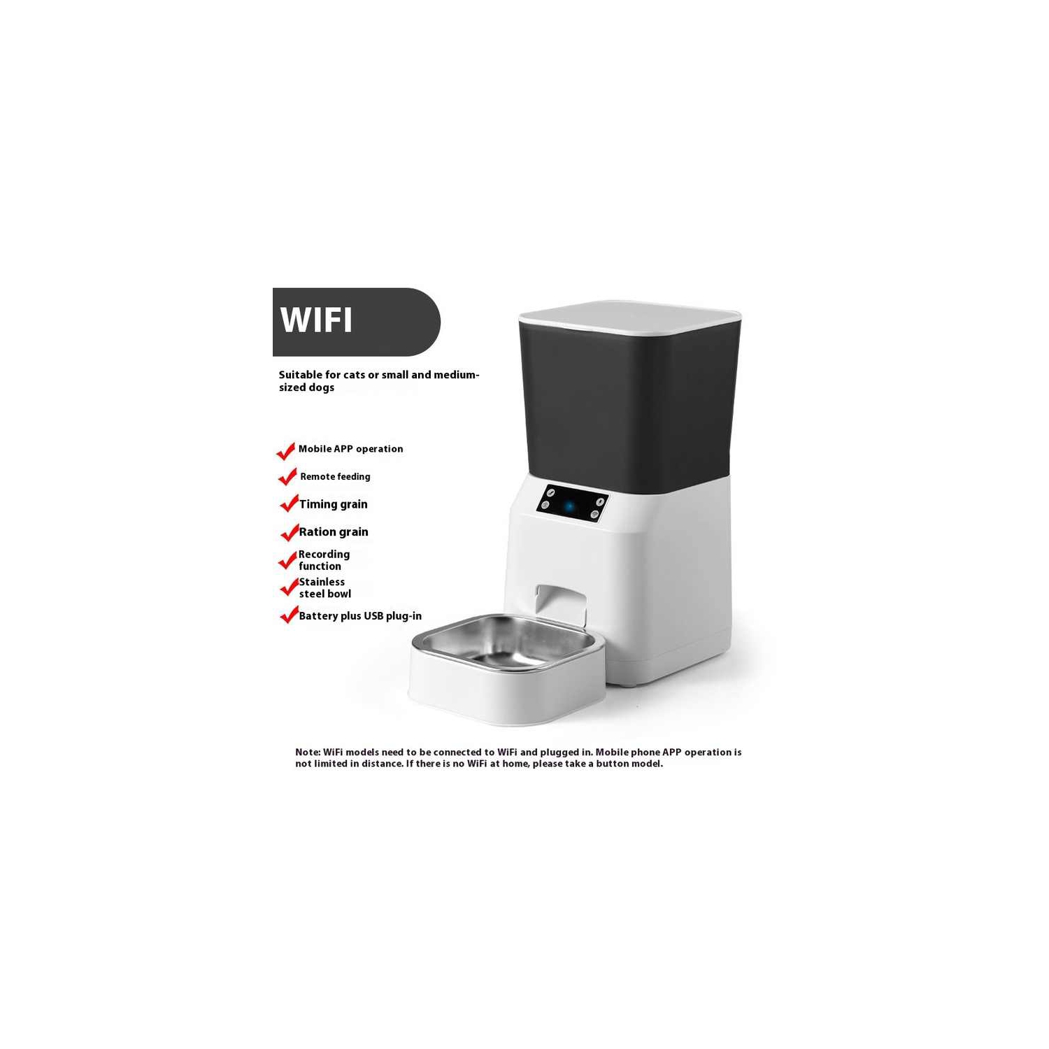 [Smart Timing] Automatic feeder | Precise food delivery | Remote APP control | Universal detachable and washable food storage bucket for cats and