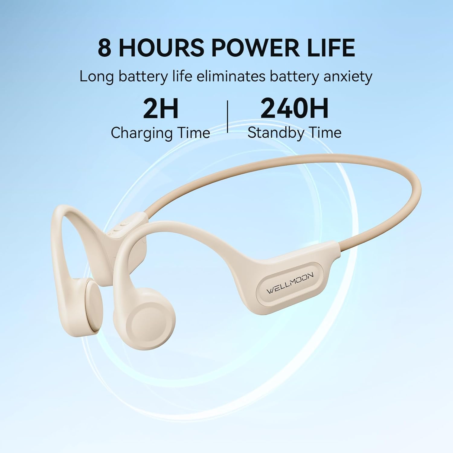 Écouteurs à conduction osseuse, écouteurs ouverts, Bluetooth 5,3 sans fil, 8 heures, qualité sonore supérieure Appels HD, microphone intégré,