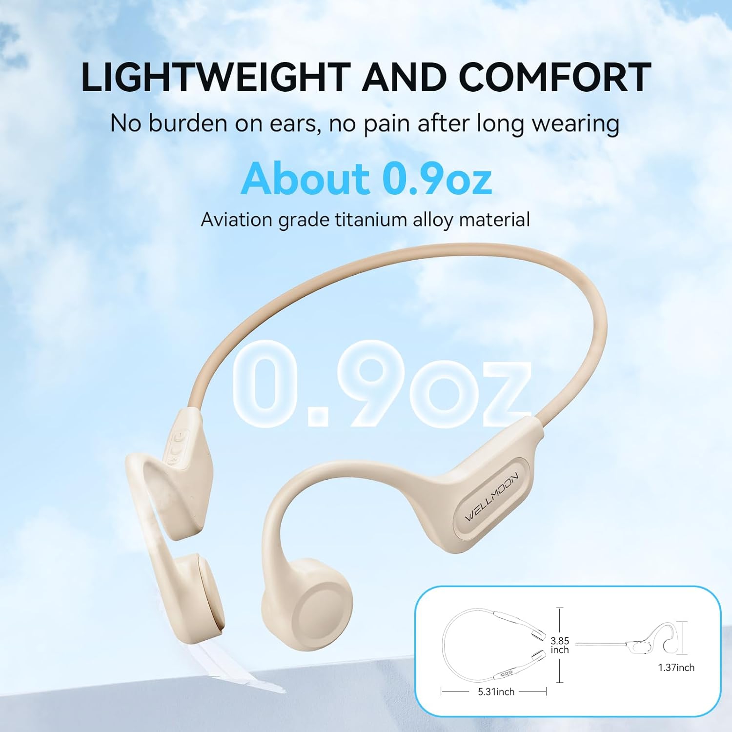 Écouteurs à conduction osseuse, écouteurs ouverts, Bluetooth 5,3 sans fil, 8 heures, qualité sonore supérieure Appels HD, microphone intégré,