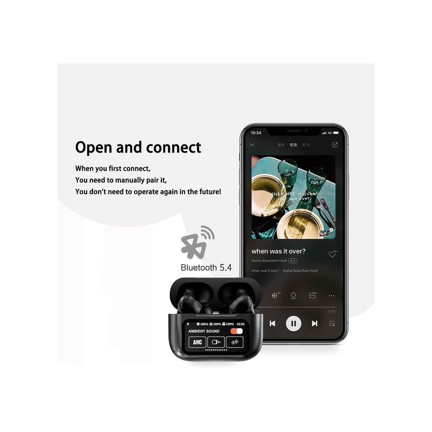 New Bluetooth headset a9Pro wireless Ai translation ANC noise reduction A9Pro black in-ear multi-function touch screen wireless Bluetooth headset