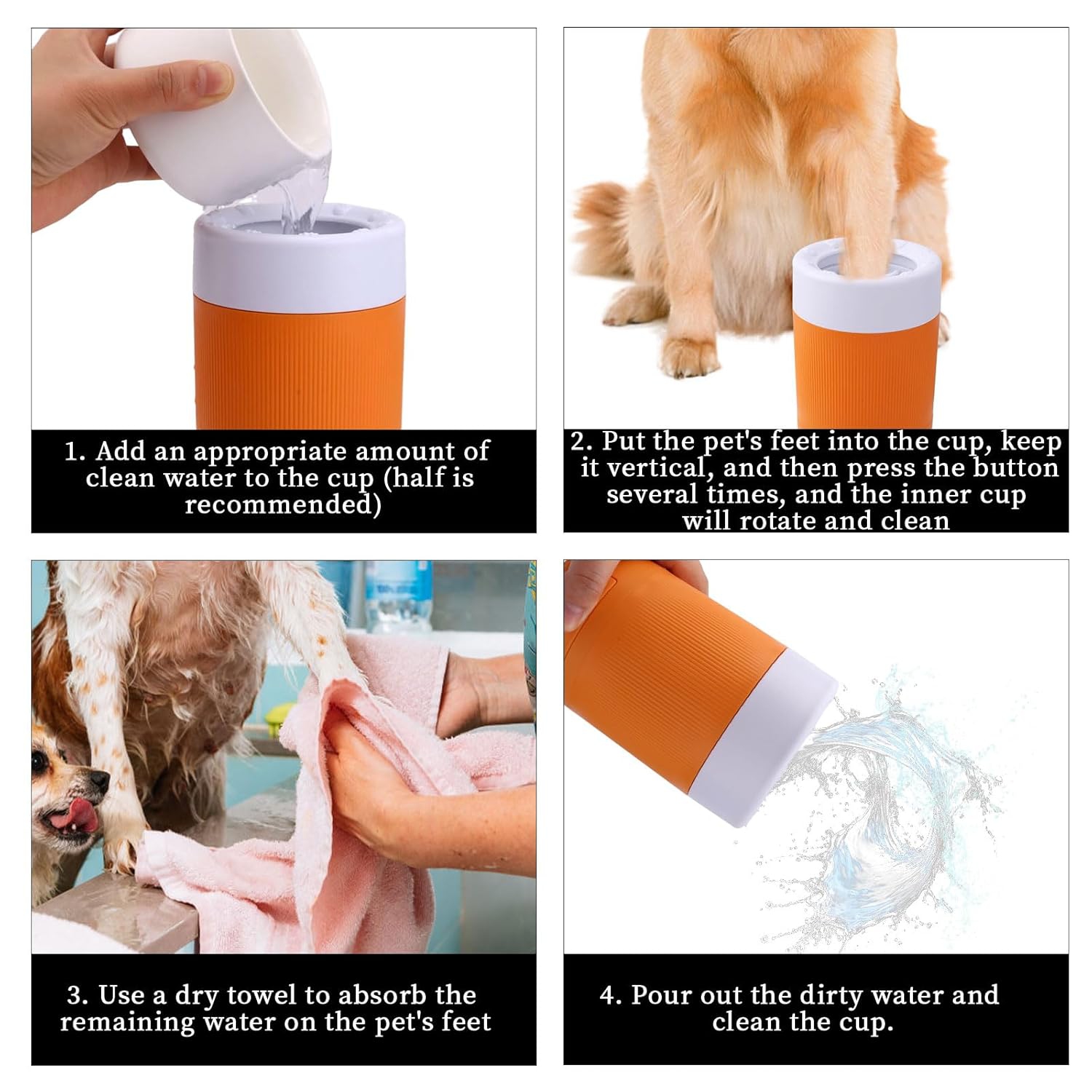 Pet Foot Washing Cup, Portable Pet Foot Washer with Soft Brush Mud Dog Paw Cleaner for Dog/Cat Foot Cleaning Tools Cats Dogs Pets Semi-Automatic