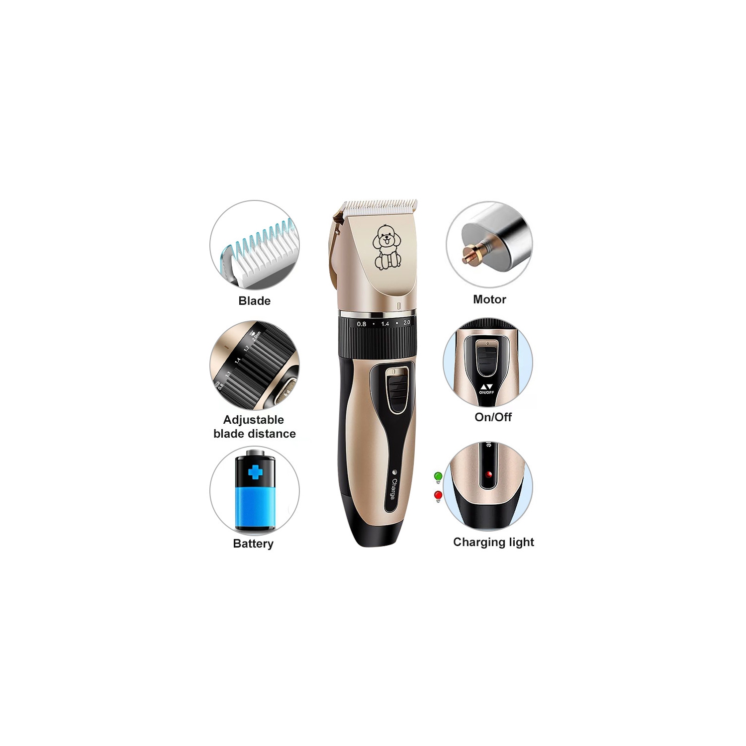 Dog Grooming Set Electric Hair Clipper Low Noise Electric Silent Rechargeable Cordless Pet Hair Trimmer Set for Dogs, Cats and Other Pets