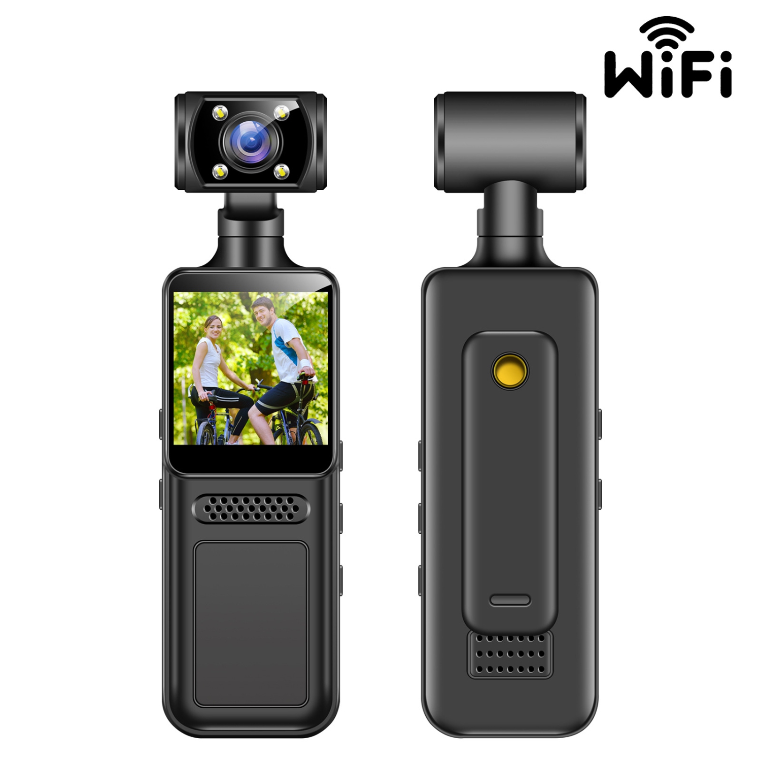 4K Full Body CameraMini Audio and Video Pocket Camera270° Rotating CameraHandheld CameraPortable WiFi Back Clip CameraLaw Enforcement RecorderOutdoor