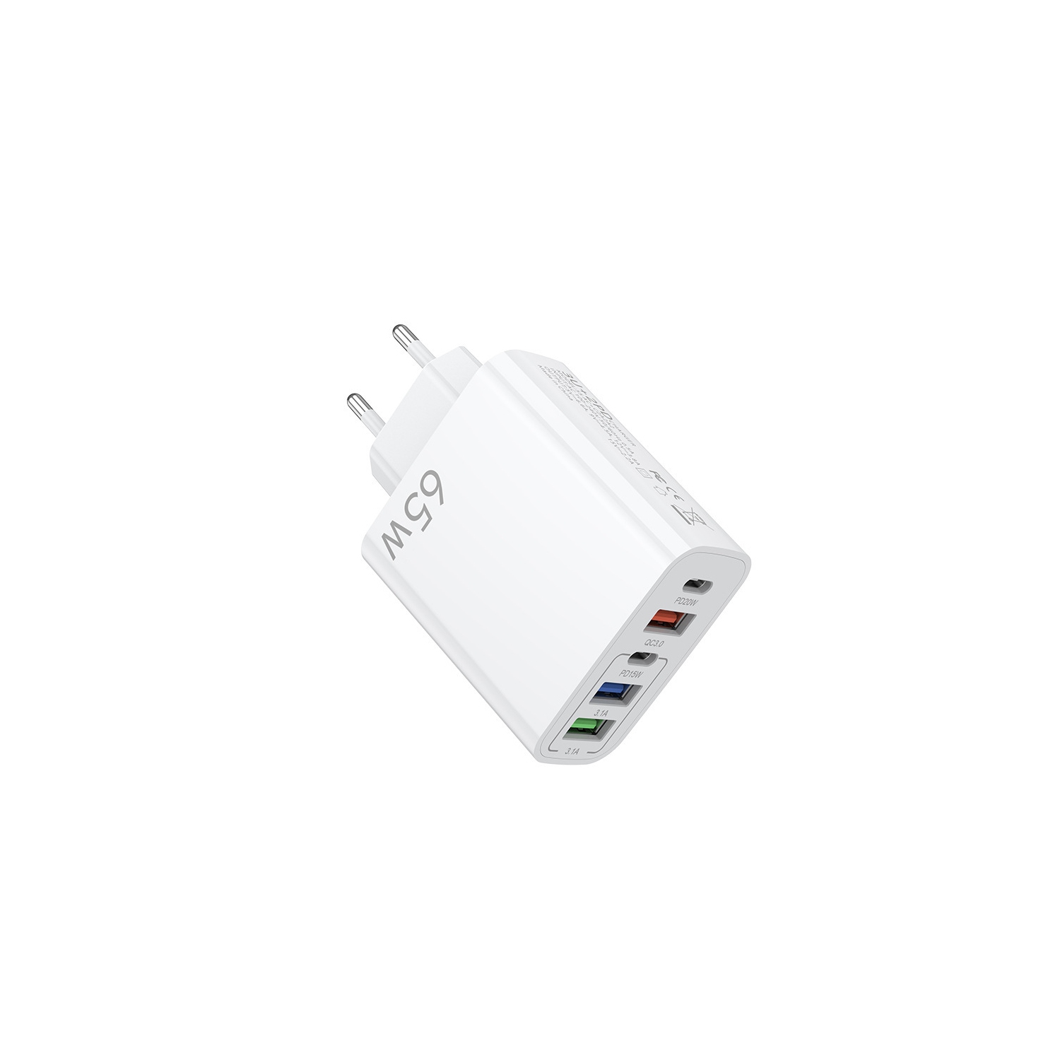 Multi-port 2C 3U plug suitable for European and American standard multi-port charger fast charging head 3USB+2C five-port charging head suitable for Huawei Apple white