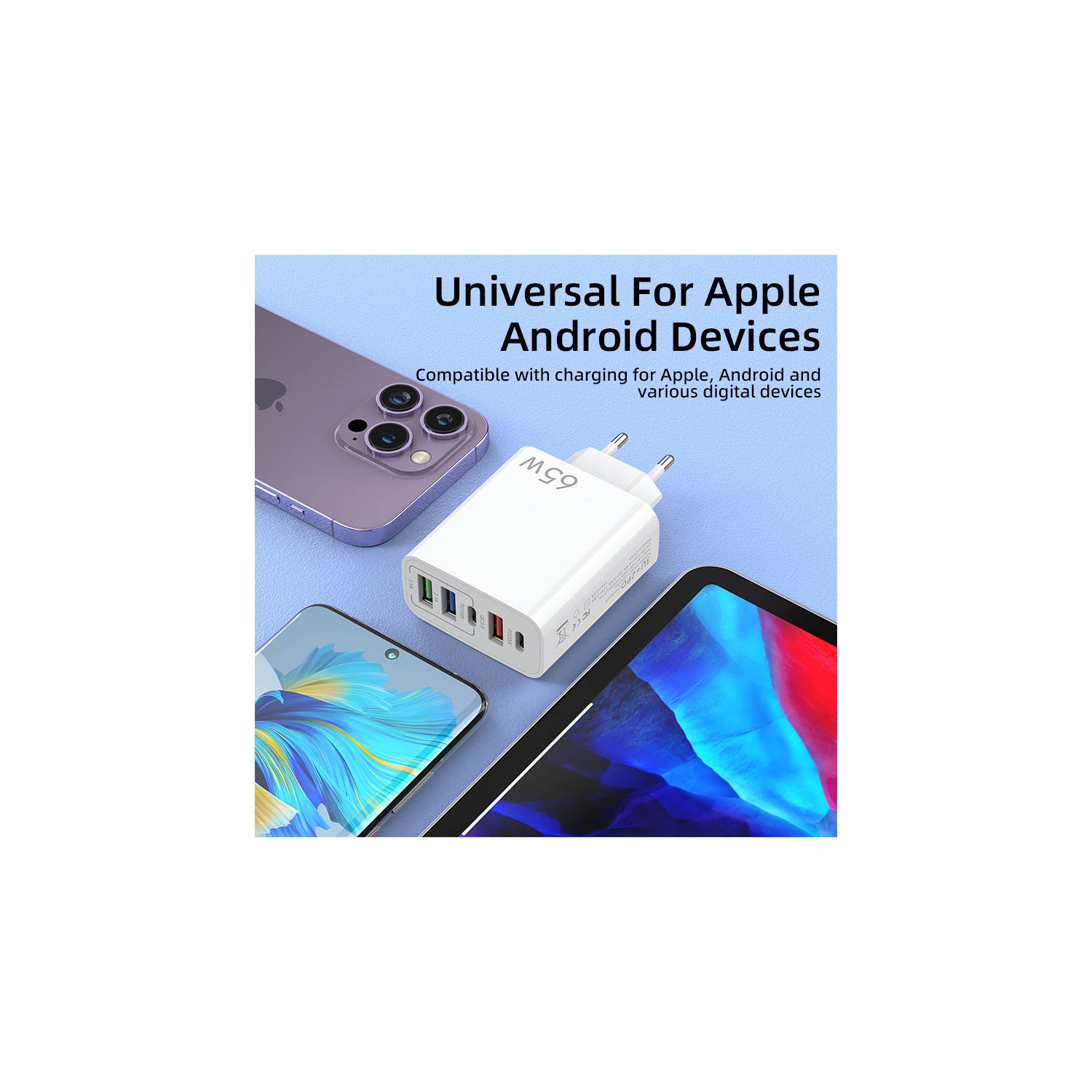 Multi-port 2C 3U plug suitable for European and American standard multi-port charger fast charging head 3USB+2C five-port charging head suitable for