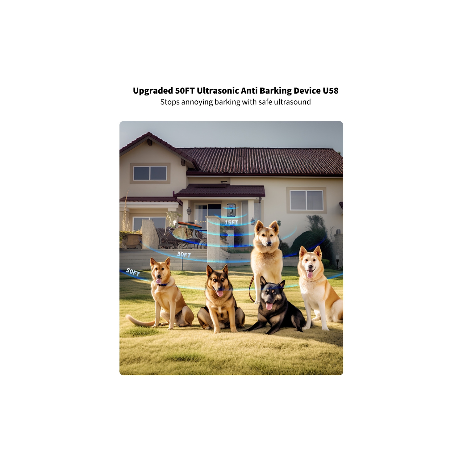 Ultrasonic dog repeller, 3 modes automatic dog barking control device, rechargeable ultrasonic barking box, dog barking deterrent device, effective