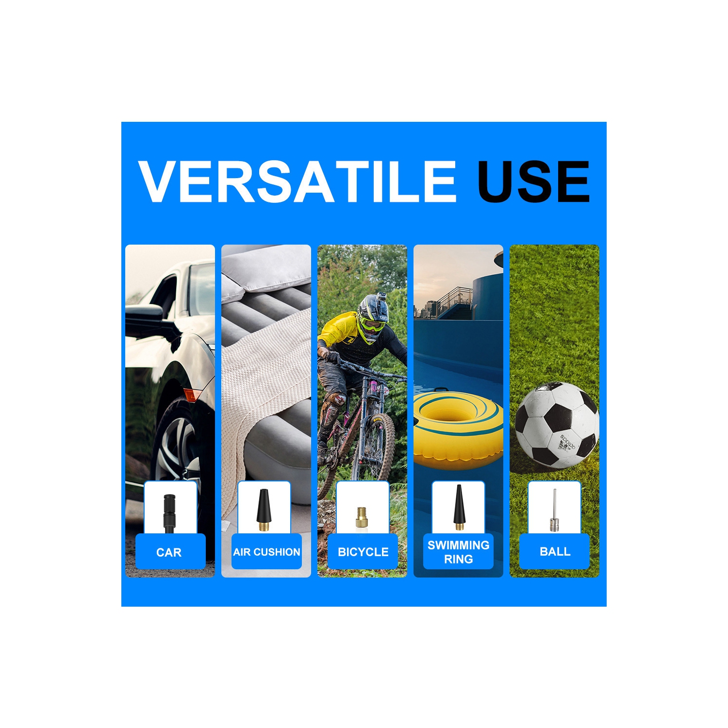 Pompe à air sans fil à écran double - Pompe à air portative 150&nbsp;lb/po² avec piles 2000&nbsp;mAh *2, arrêt automatique, multifonction, adaptée