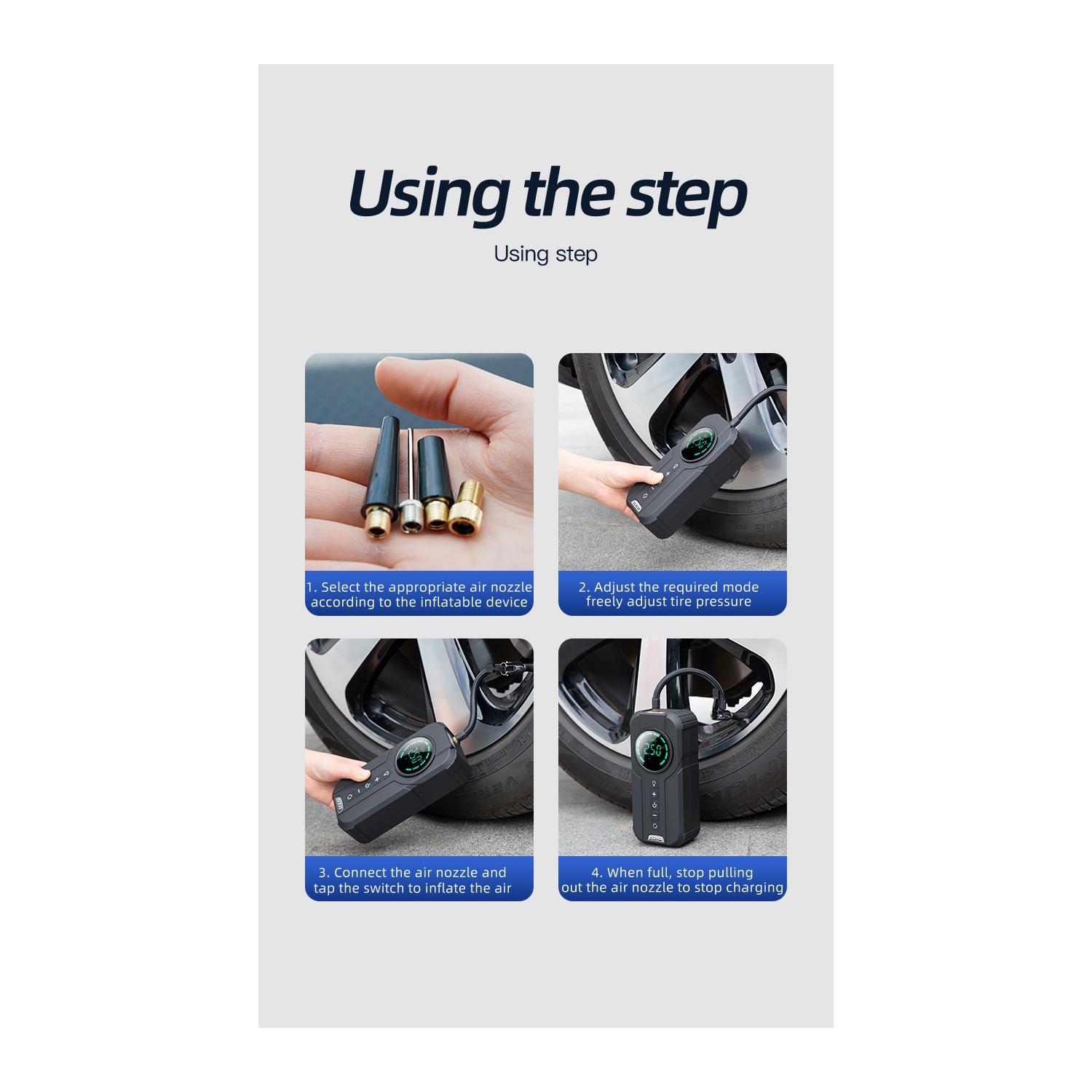 12V Wireless Portable Air Pump with LCD Screen - Multi-Function Car/Bicycle Tire Inflator, Supports 150PSI, 4 Preset Modes, LED Emergency Light