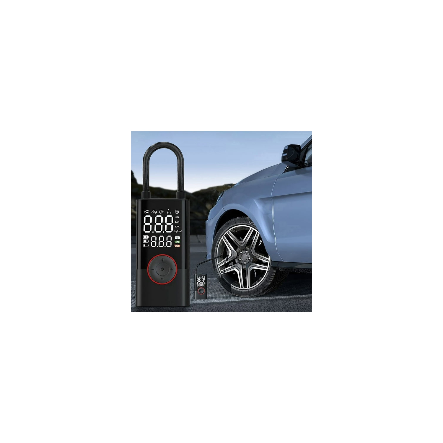 [Sans fil et portatif] Pompe à air de voiture à recharge rapide turbo 80&nbsp;W | 150&nbsp;lb/po² haute pression/affichage numérique double de