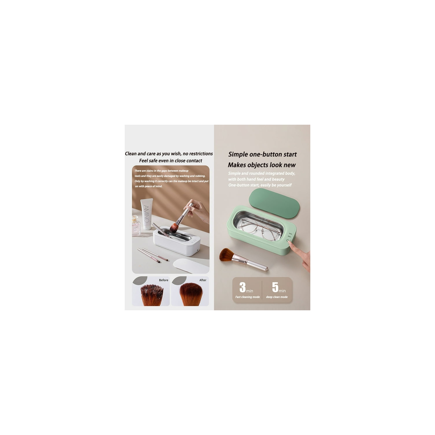 Ultrasonic Cleaning Machine Household Portable Glasses Jewelry Cleaning Machine Makeup Brush Electric Mini Cleaning Machine