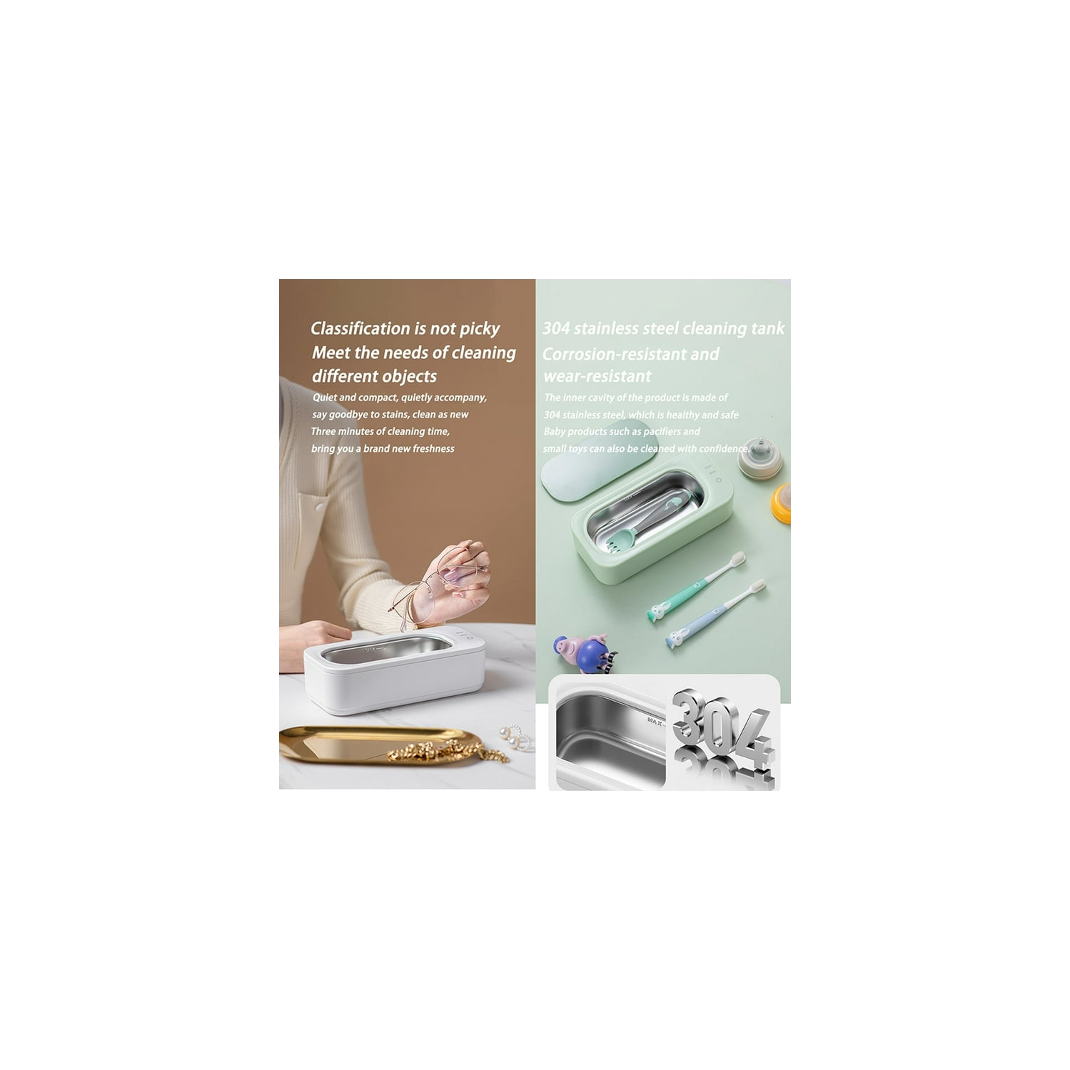 Ultrasonic Cleaning Machine Household Portable Glasses Jewelry Cleaning Machine Makeup Brush Electric Mini Cleaning Machine