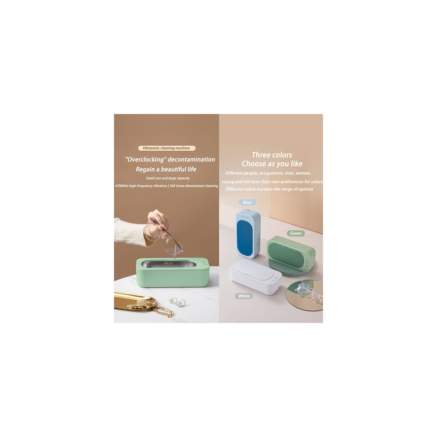 Ultrasonic Cleaning Machine Household Portable Glasses Jewelry Cleaning Machine Makeup Brush Electric Mini Cleaning Machine