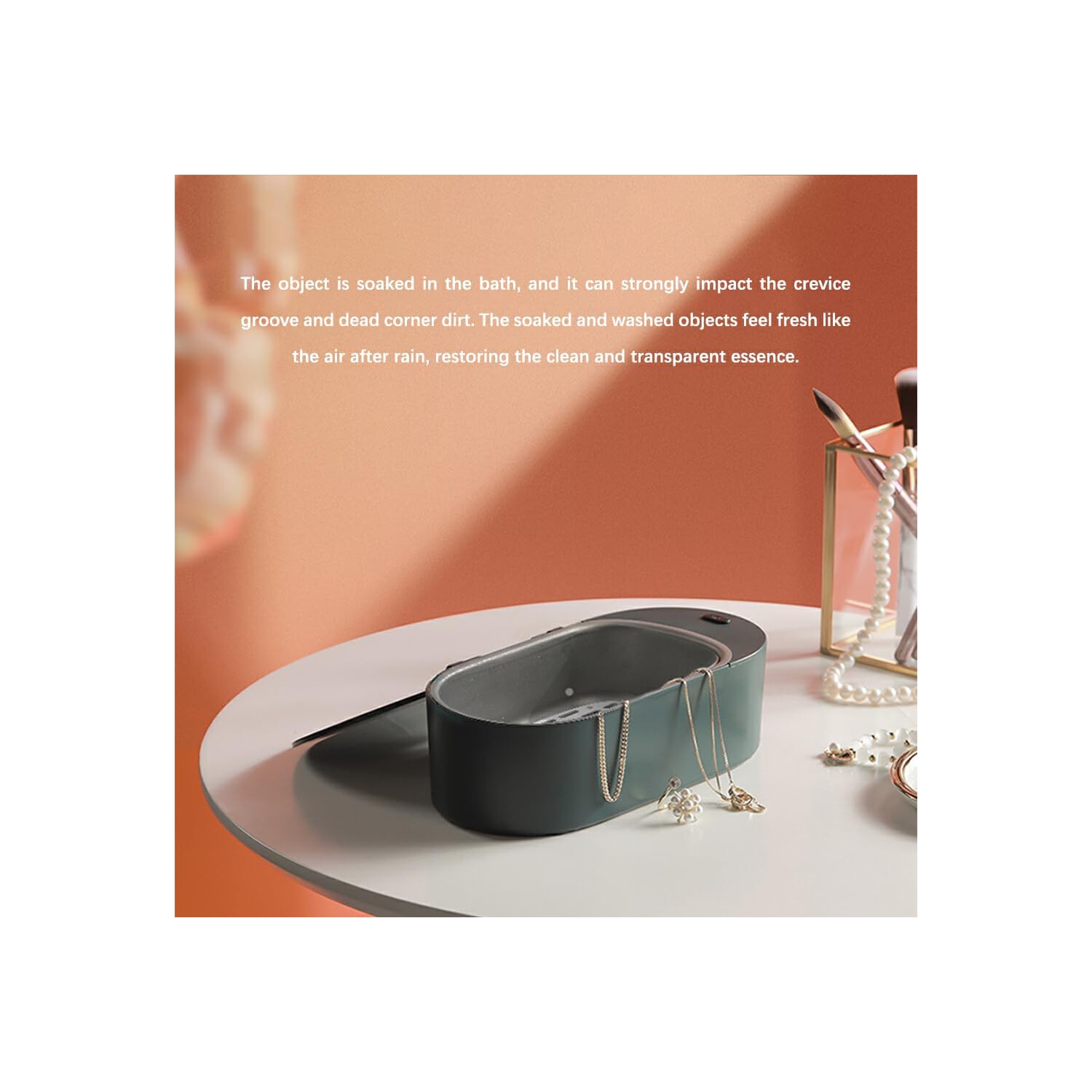 Home ultrasonic cleaning machine new small jewelry glasses cleaner mini denture cleaner - green