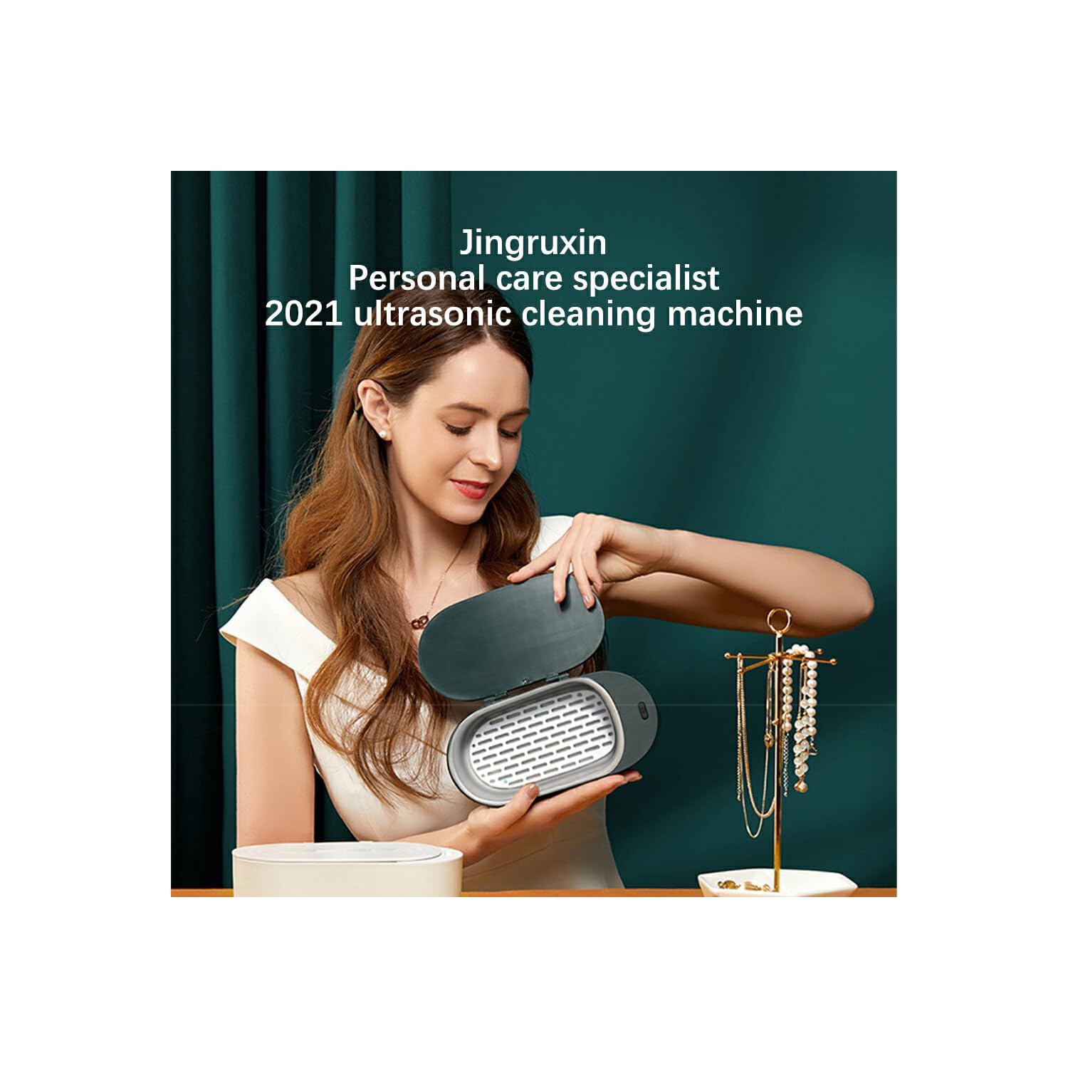 Home ultrasonic cleaning machine new small jewelry glasses cleaner mini denture cleaner - green