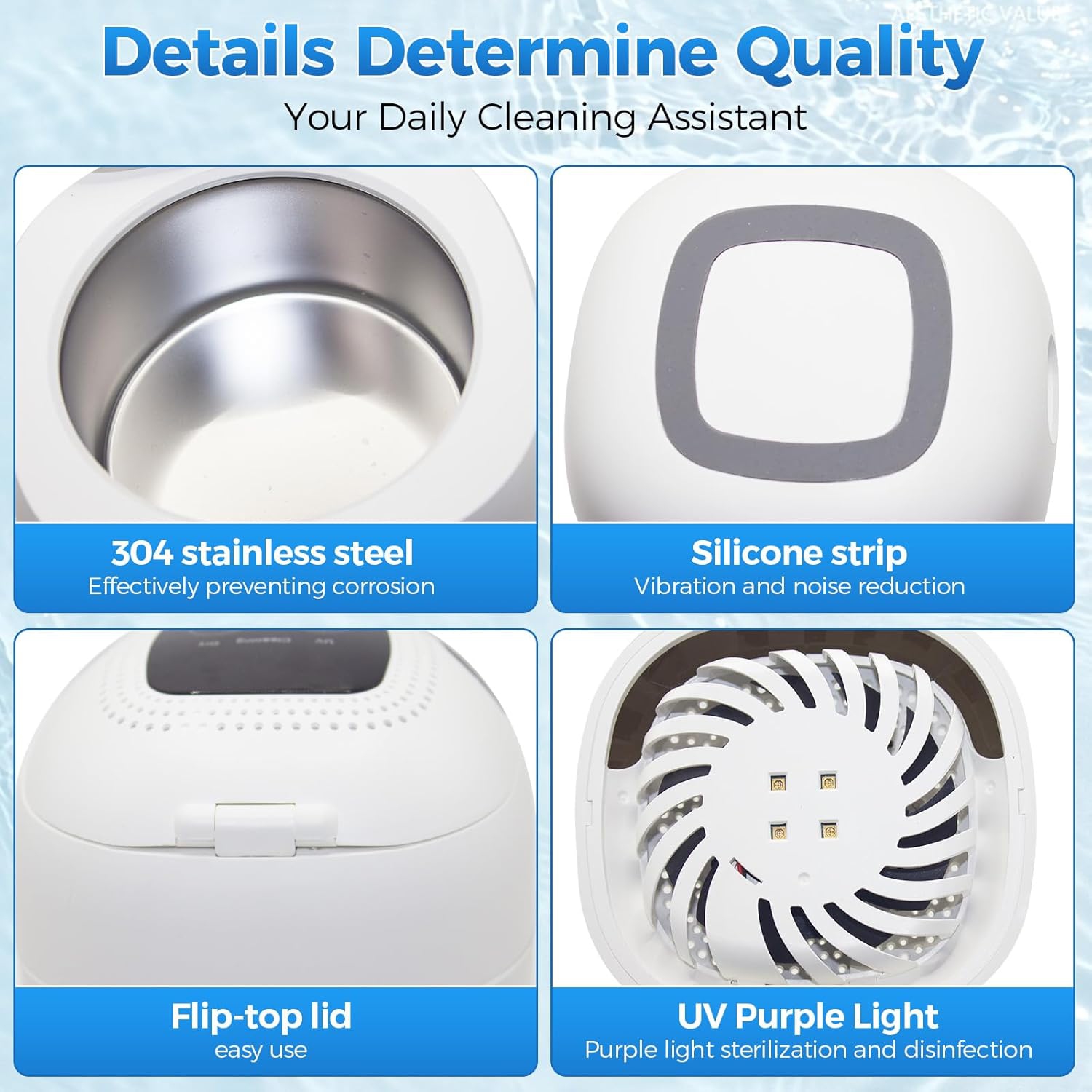 Ultrasonic cleaning machine with fan function Jewelry Dentures Braces UV Ultrasonic Cleaning Machine