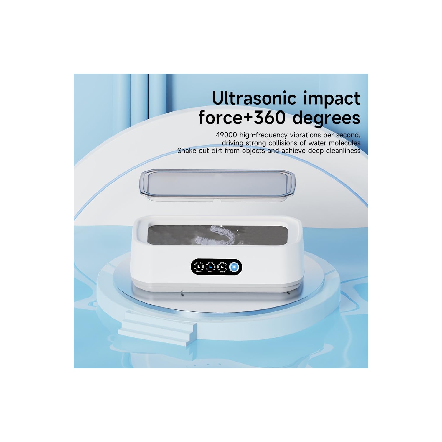 Ultrasonic Cleaner 650 ml Three-speed Touchscreen 48KHz Ultrasonic Cleaner - White