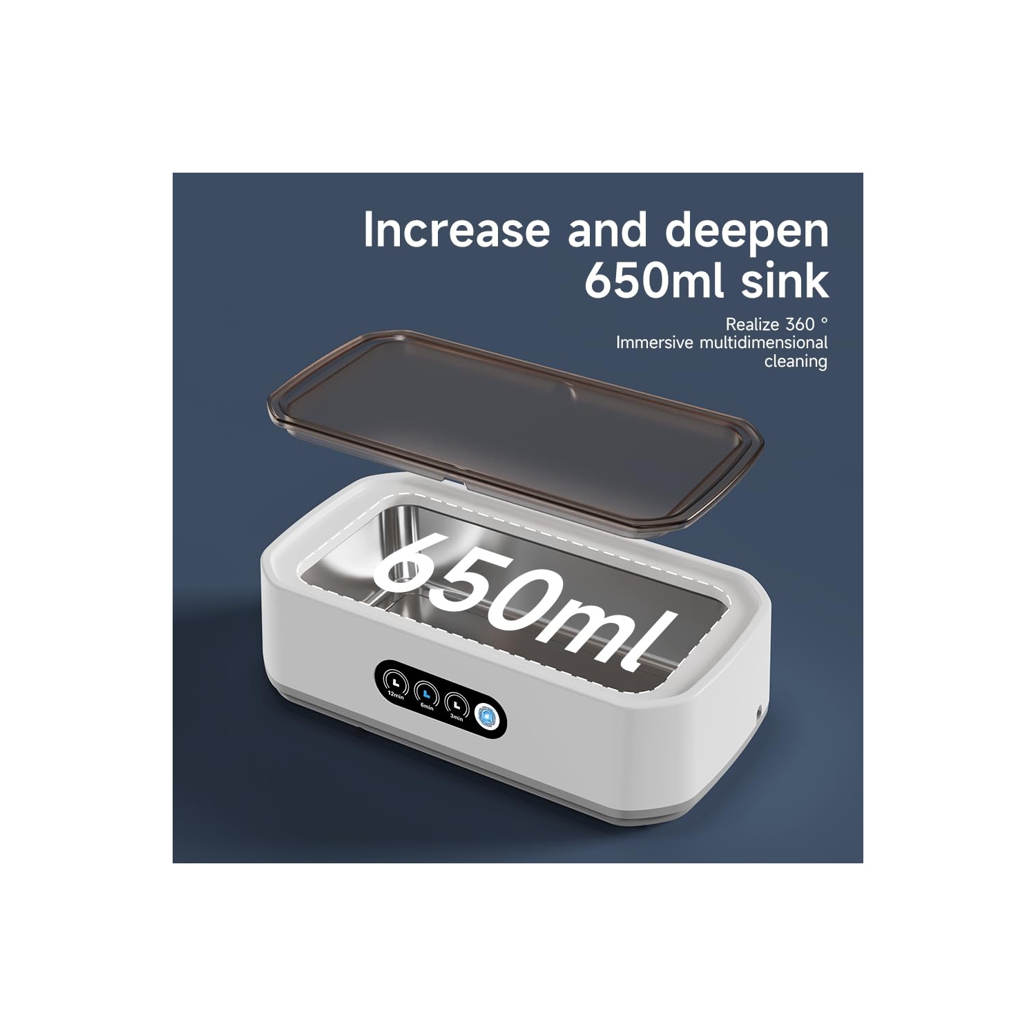 Ultrasonic Cleaner 650 ml Three-speed Touchscreen 48KHz Ultrasonic Cleaner - Black