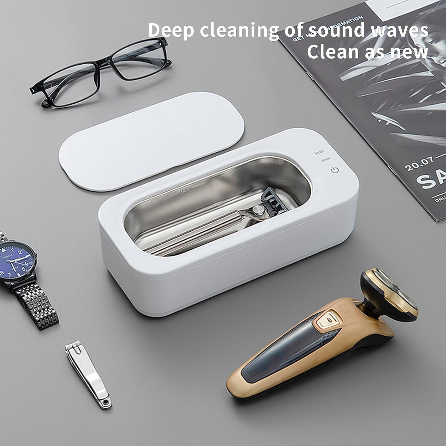 Nettoyeur ultrasonique, vibrations, 47 kHz, équipement ultrasonique haute fréquence pour nettoyer les lunettes, les bijoux, les montres, le