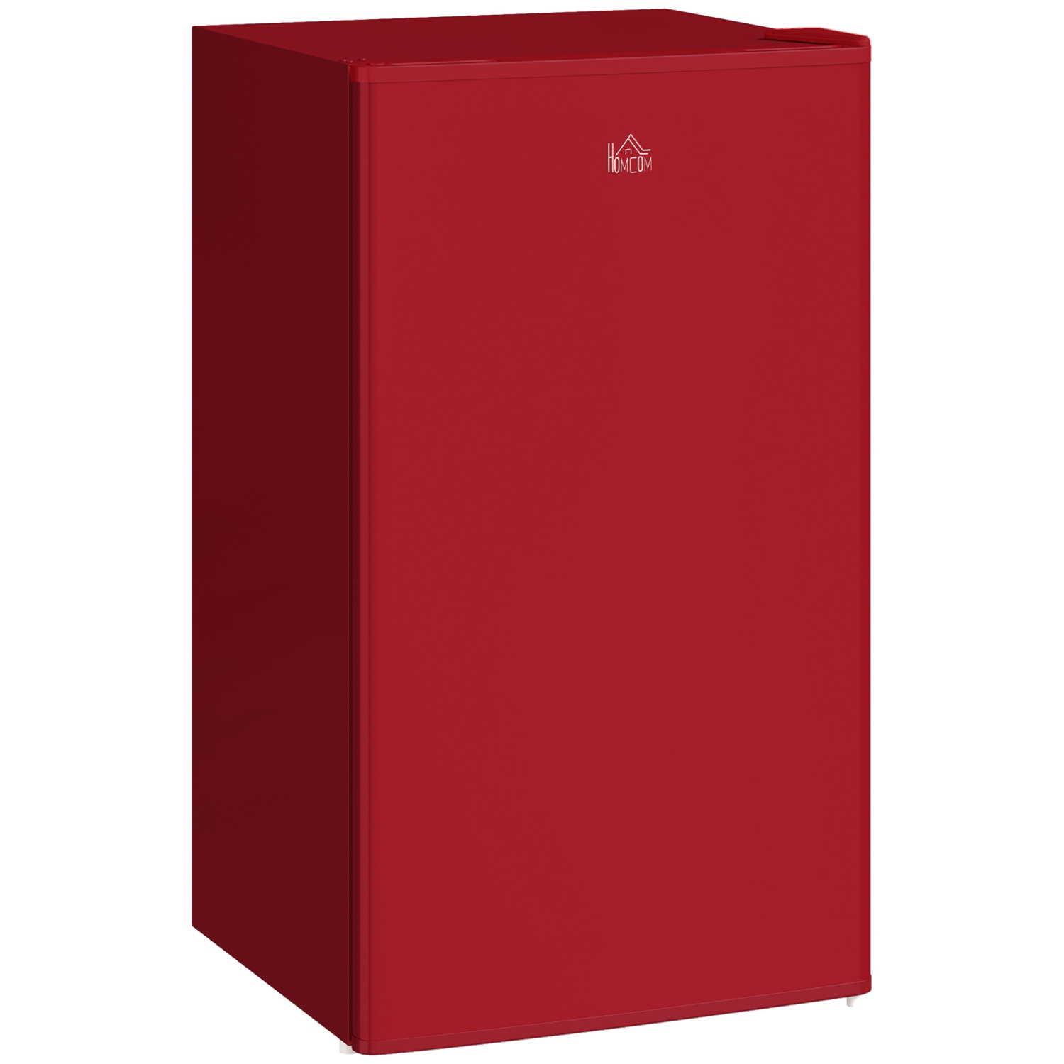 HOMCOM Mini Fridge with Freezer, 3.2 Cu. Ft. Compact Refrigerator with Adjustable Shelves, Mechanical Thermostat, Reversible Single Door for Bedroom, Kitchen, Apartment, Red
