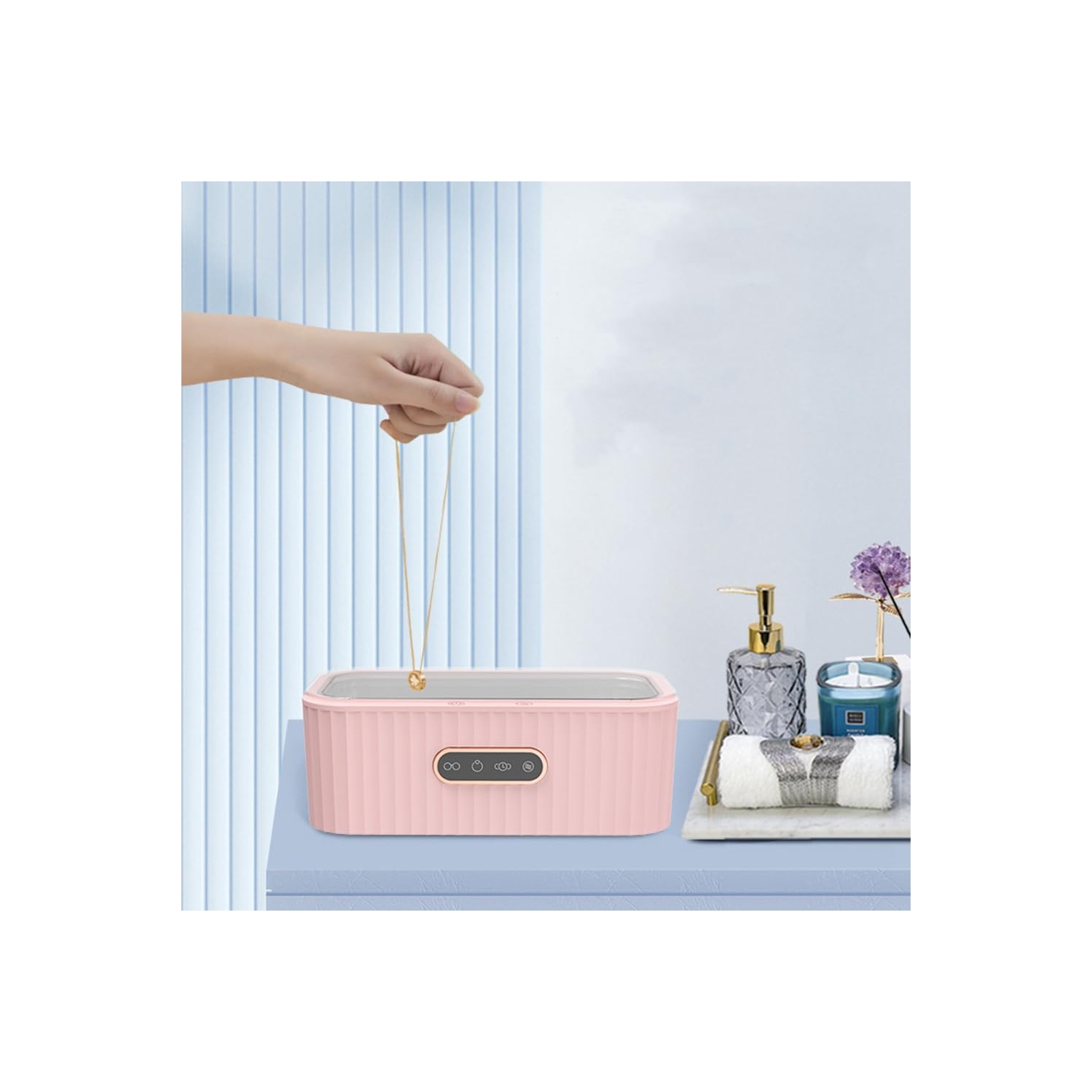 Nettoyeur ultrasonique Office Contact Nettoyeur de lentille pour le calibrage de bijoux Nettoyeur ultrasonique - Rose