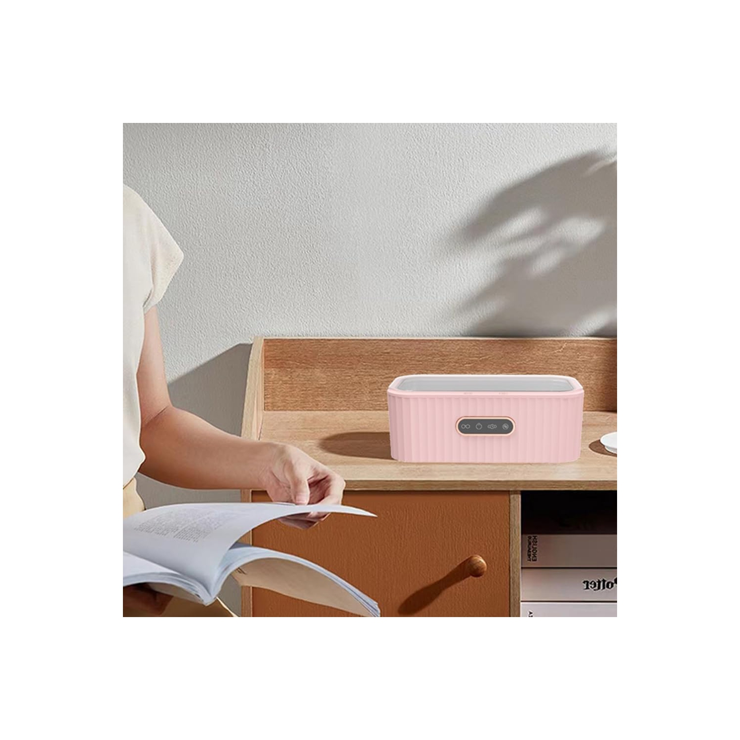 Nettoyeur ultrasonique Office Contact Nettoyeur de lentille pour le calibrage de bijoux Nettoyeur ultrasonique - Rose