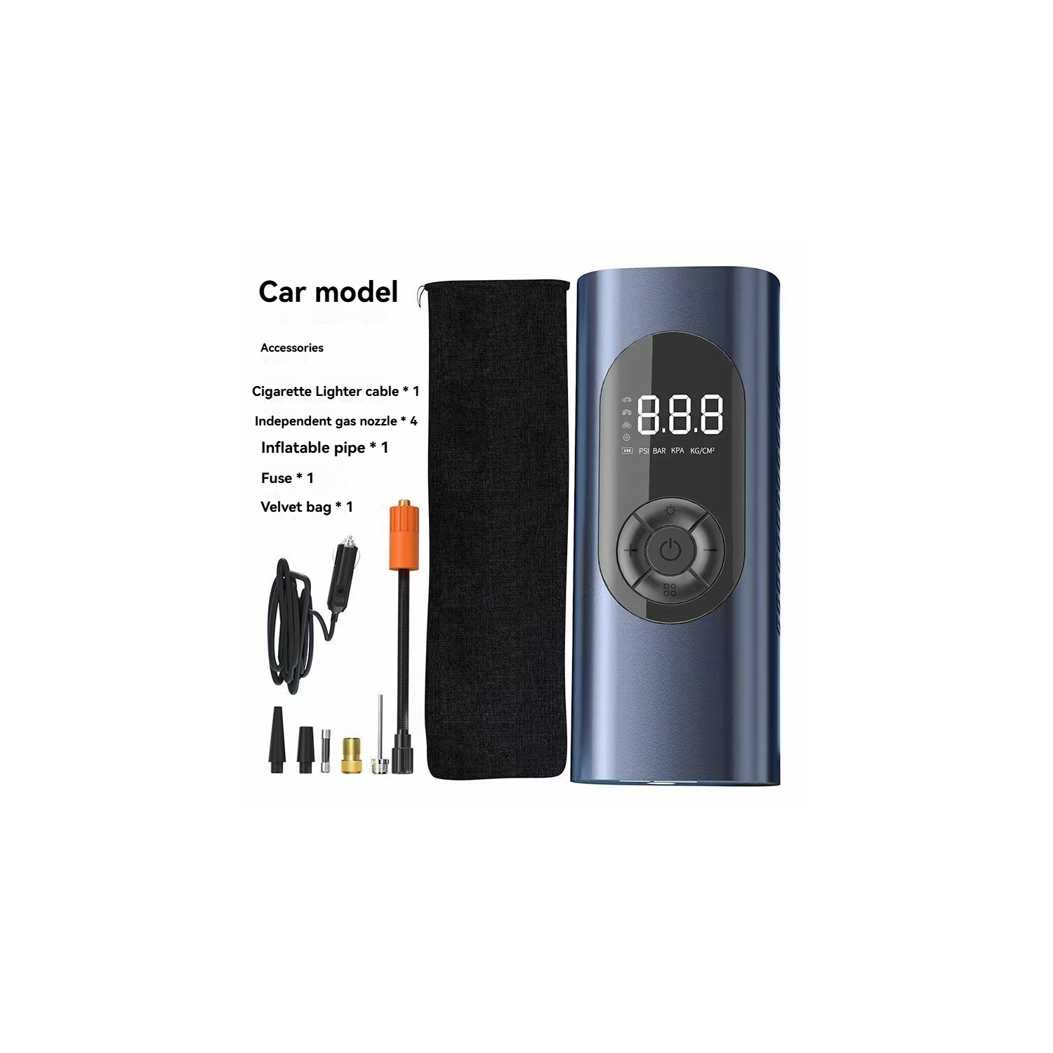 Blue Car Mini Portable Multi-Function Air Pump - 150PSI High Pressure/Digital Tire Pressure/Auto Stop When Full/Fast Inflation/LED Emergency