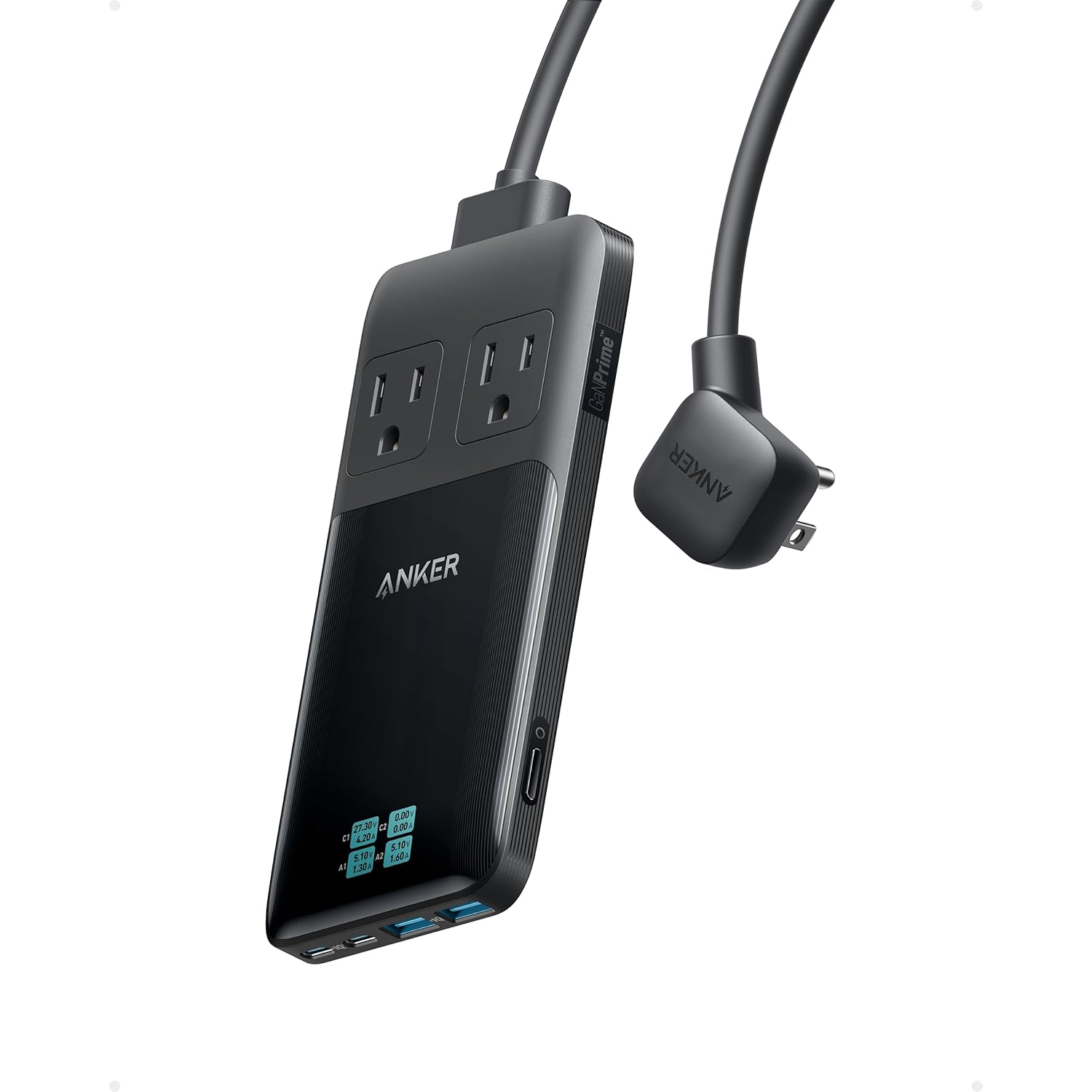 Station de chargement USB-C 6-en-1 Prime d'Anker - Barre d'alimentation compacte 140&nbsp;W pour le travail et les voyages, Rallonge amovible