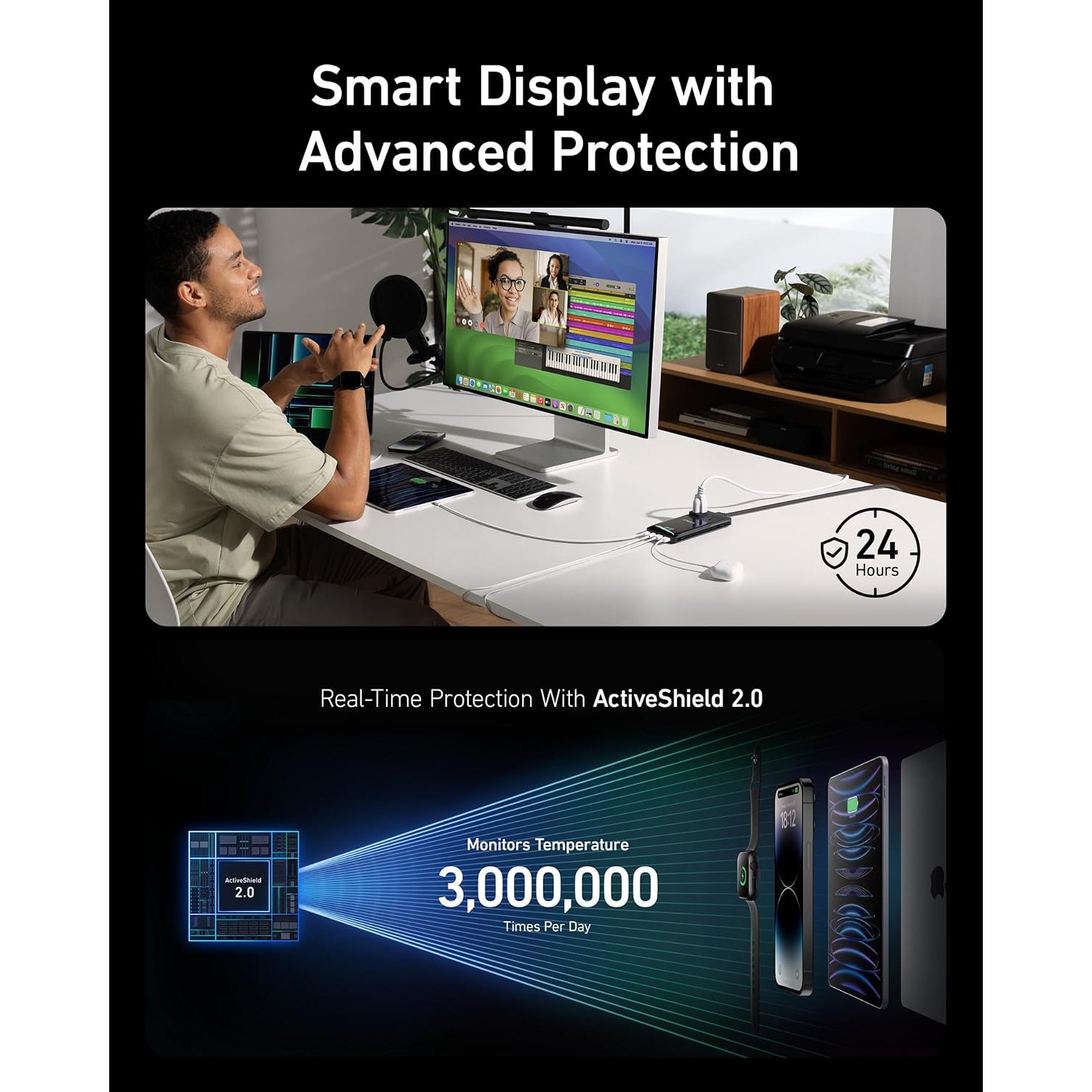 Station de chargement USB-C 6-en-1 Prime d'Anker - Barre d'alimentation compacte 140 W pour le travail et les voyages, Rallonge amovible