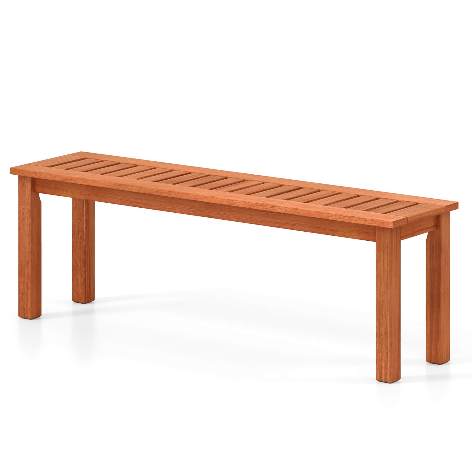Costway 1/2 PCS 47 Inch Patio Wood Bench 2-Person Backless Bench with Slatted Seat Teak