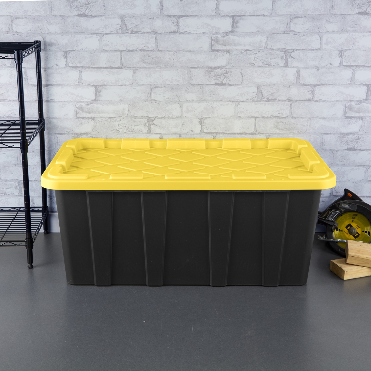 Sterilite 38 Gallon Industrial Stackable Storage Tote Lidded Containers, 4 Pack